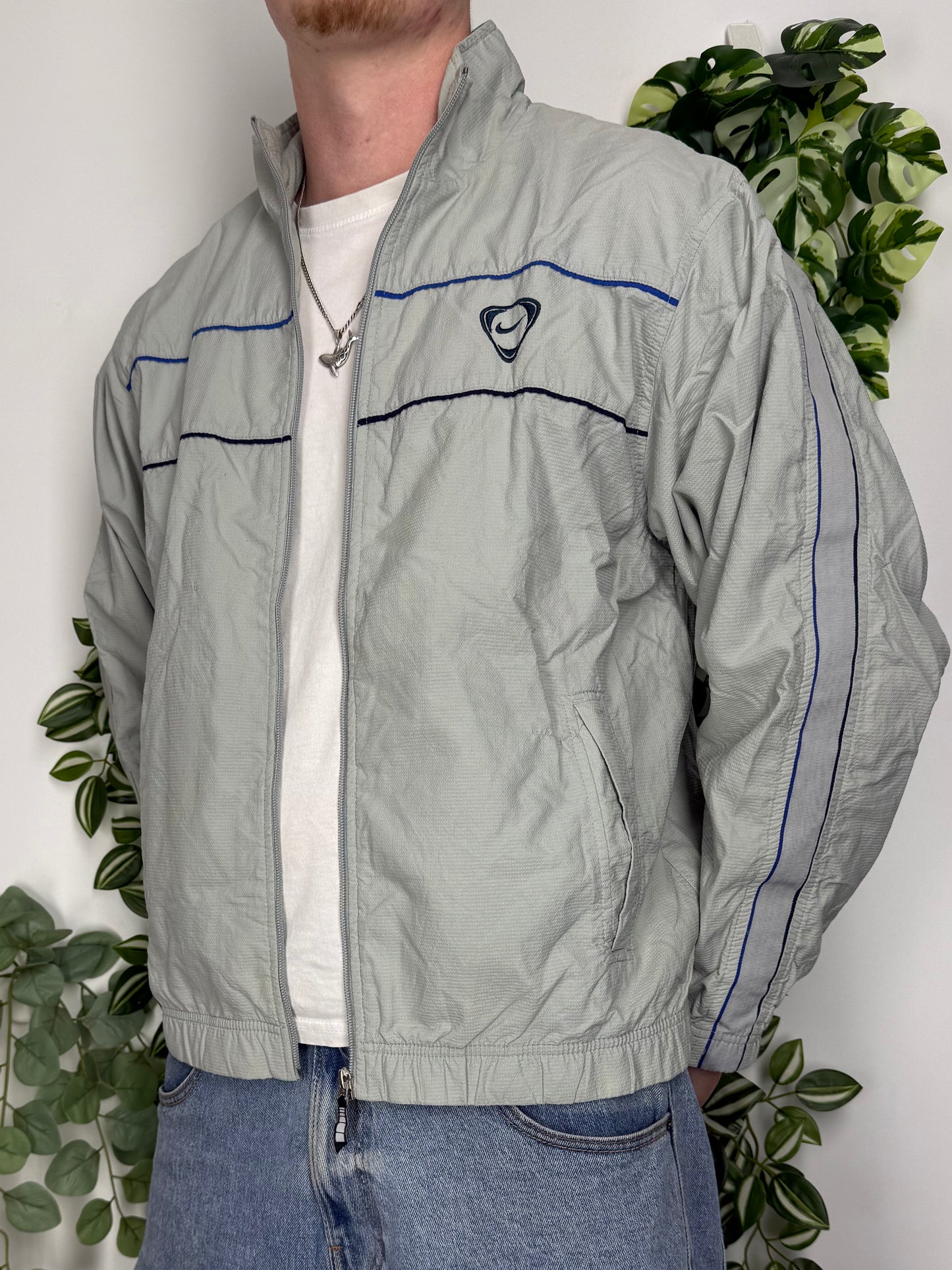 Nike vintage Soccer Windbreaker Trackjacket Jacke grau M