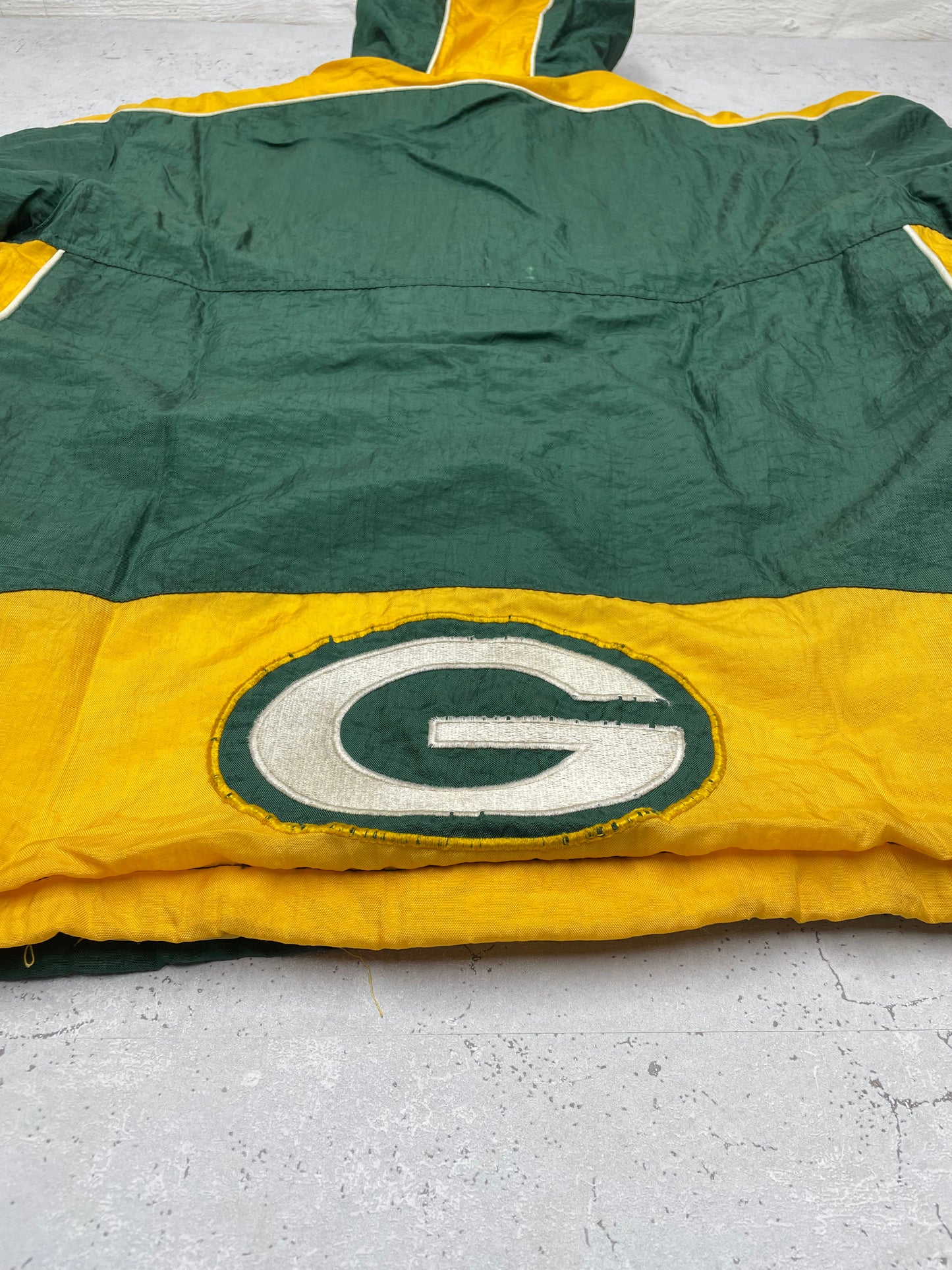 NFL Green Bay Packers Football Vintage Jacke gefüttert grün gelb S - MonkeysVintage