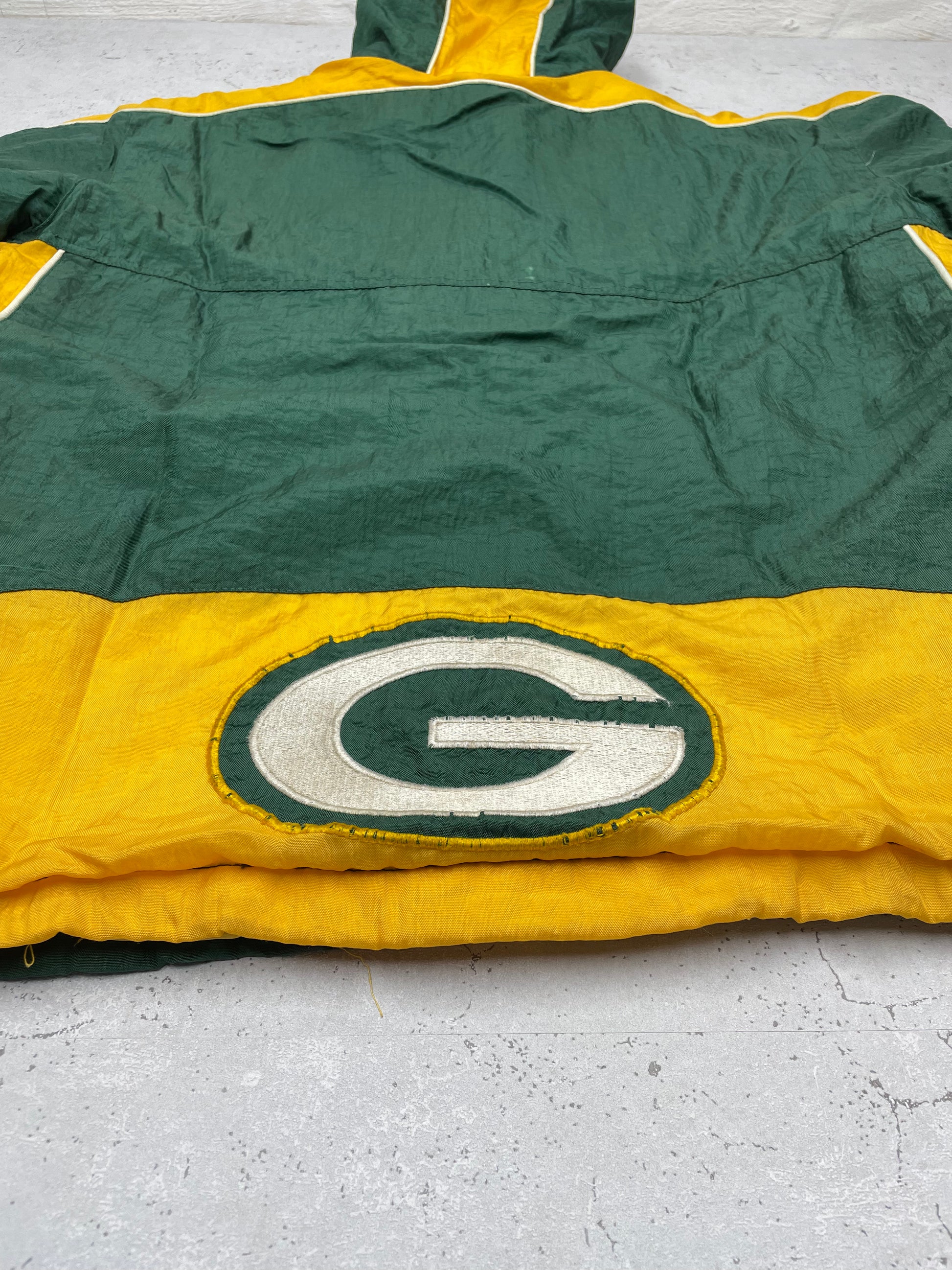 NFL Green Bay Packers Football Vintage Jacke gefüttert grün gelb S - MonkeysVintage