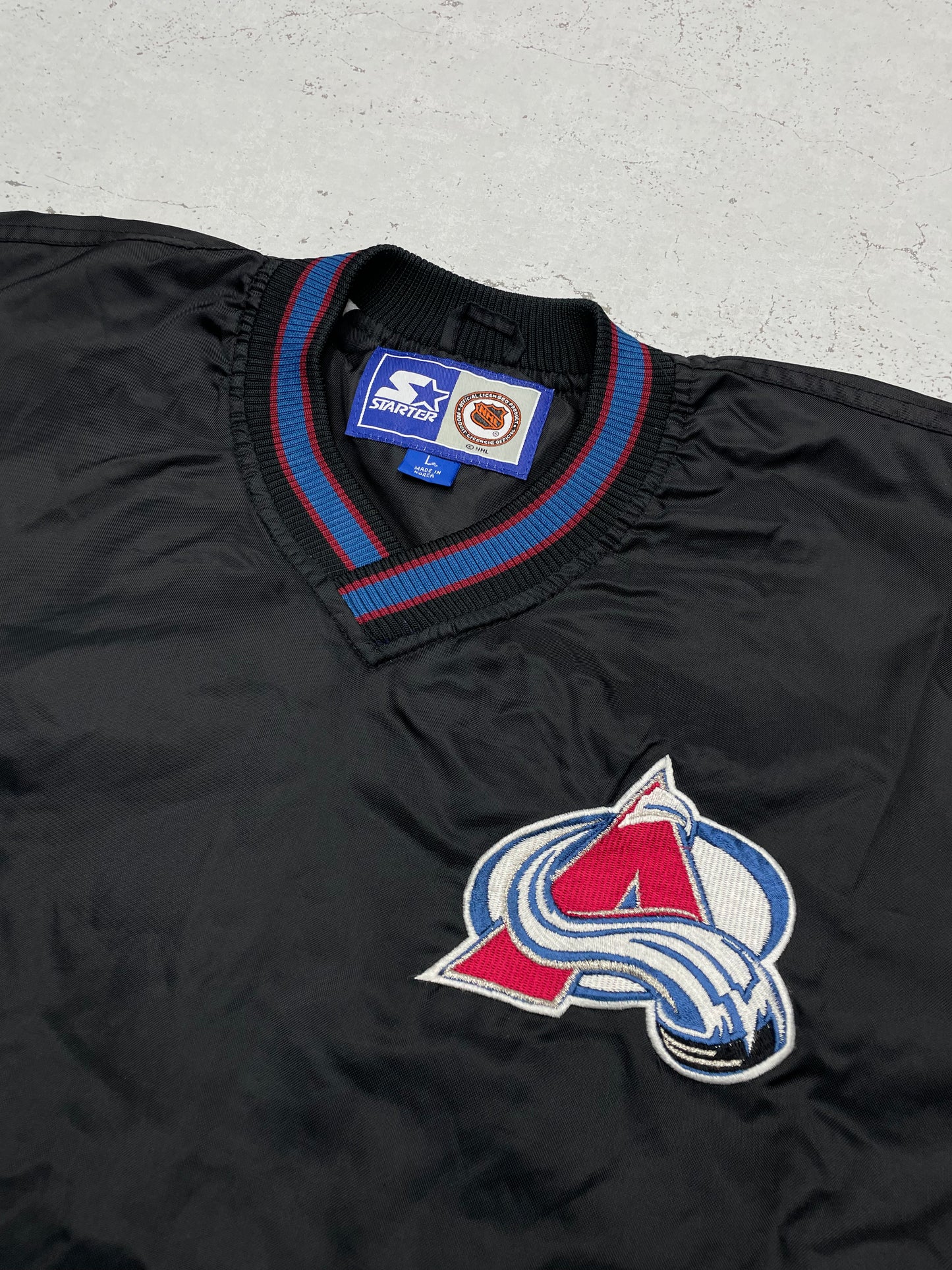 Starter NHL Avalanche Vintage Windbreaker Sweater schwarz M - MonkeysVintage