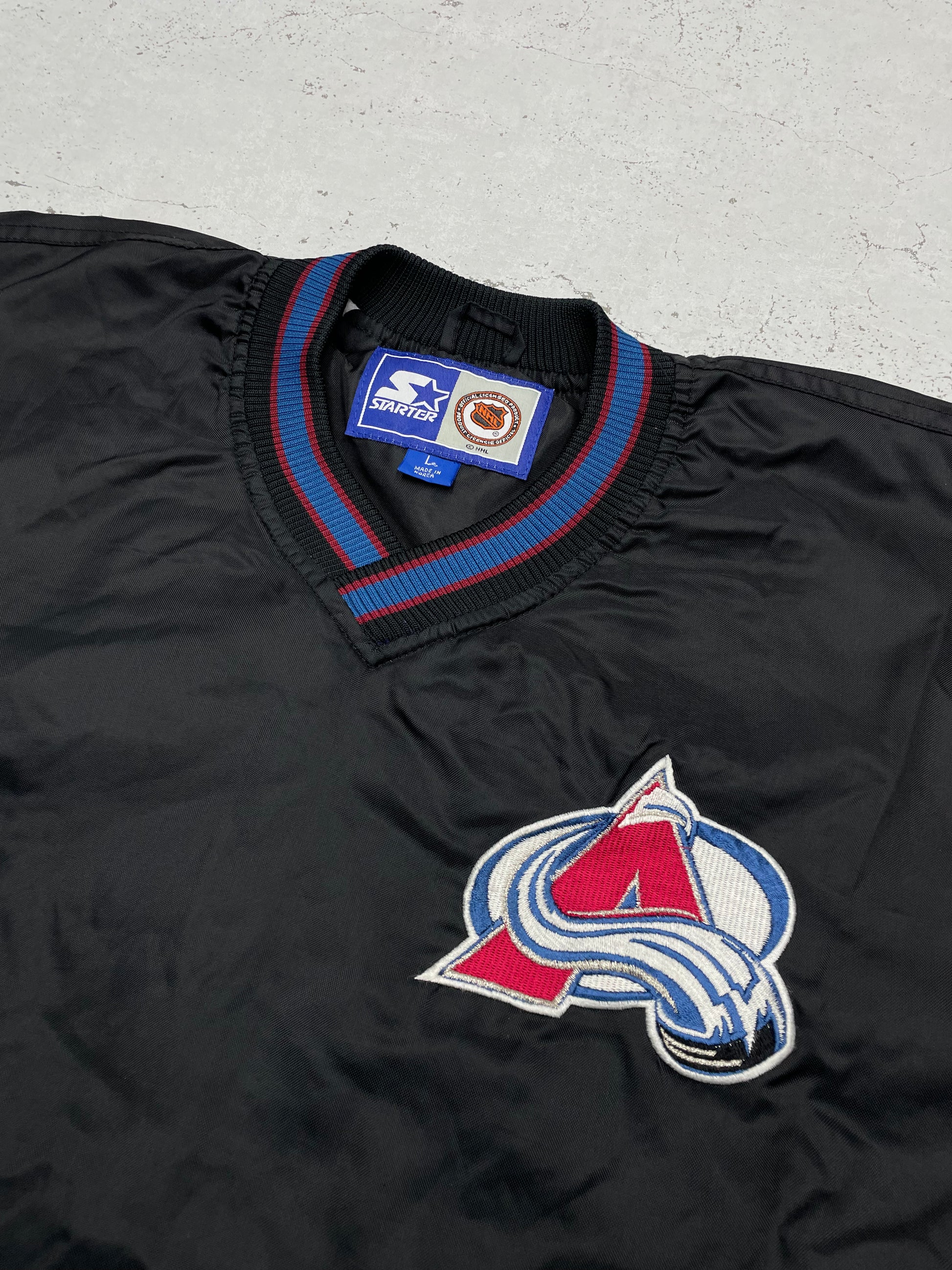Starter NHL Avalanche Vintage Windbreaker Sweater schwarz M - MonkeysVintage