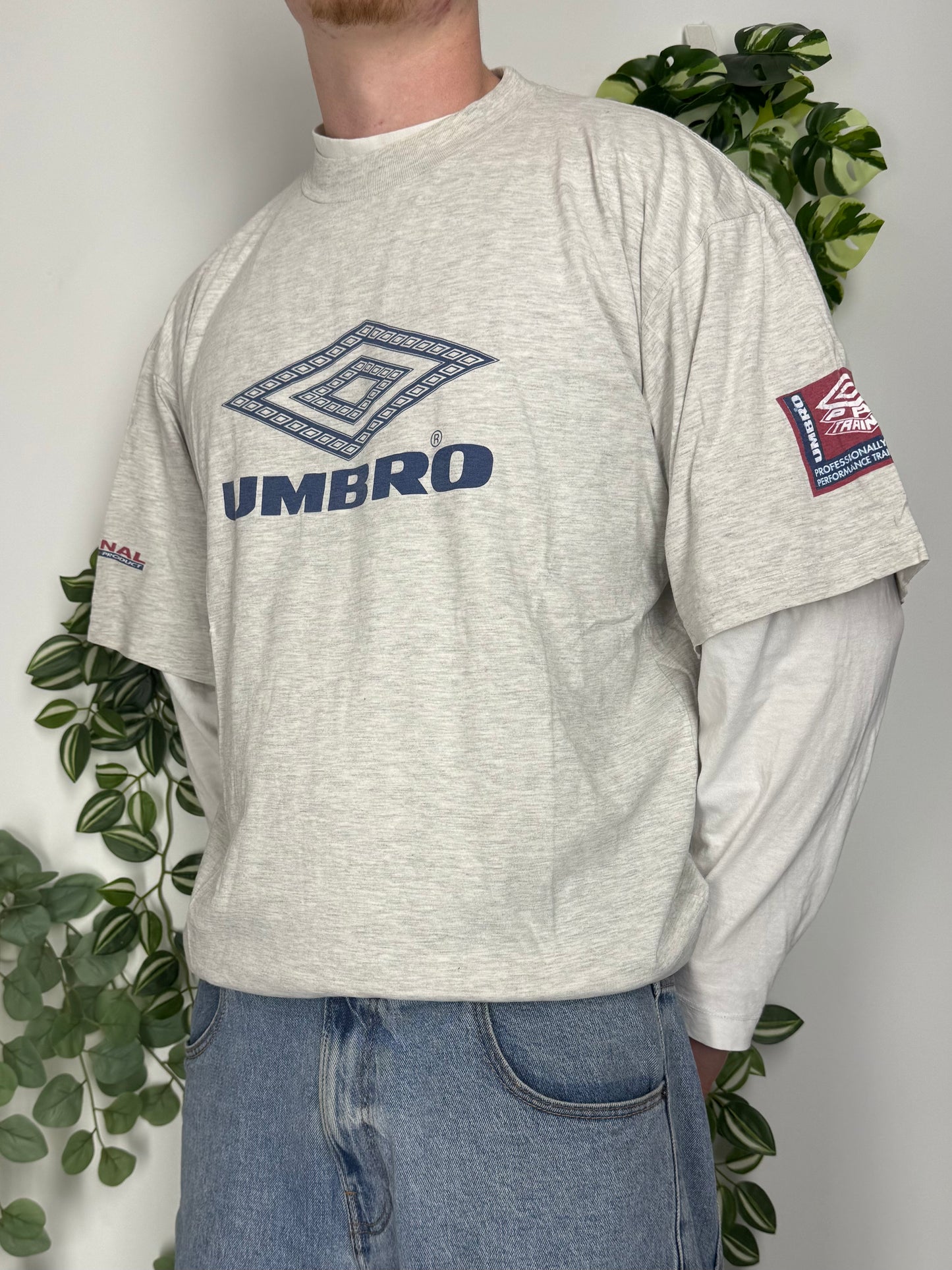 Umbro vintage big Logo T-Shirt Tee Shirt grau XXL