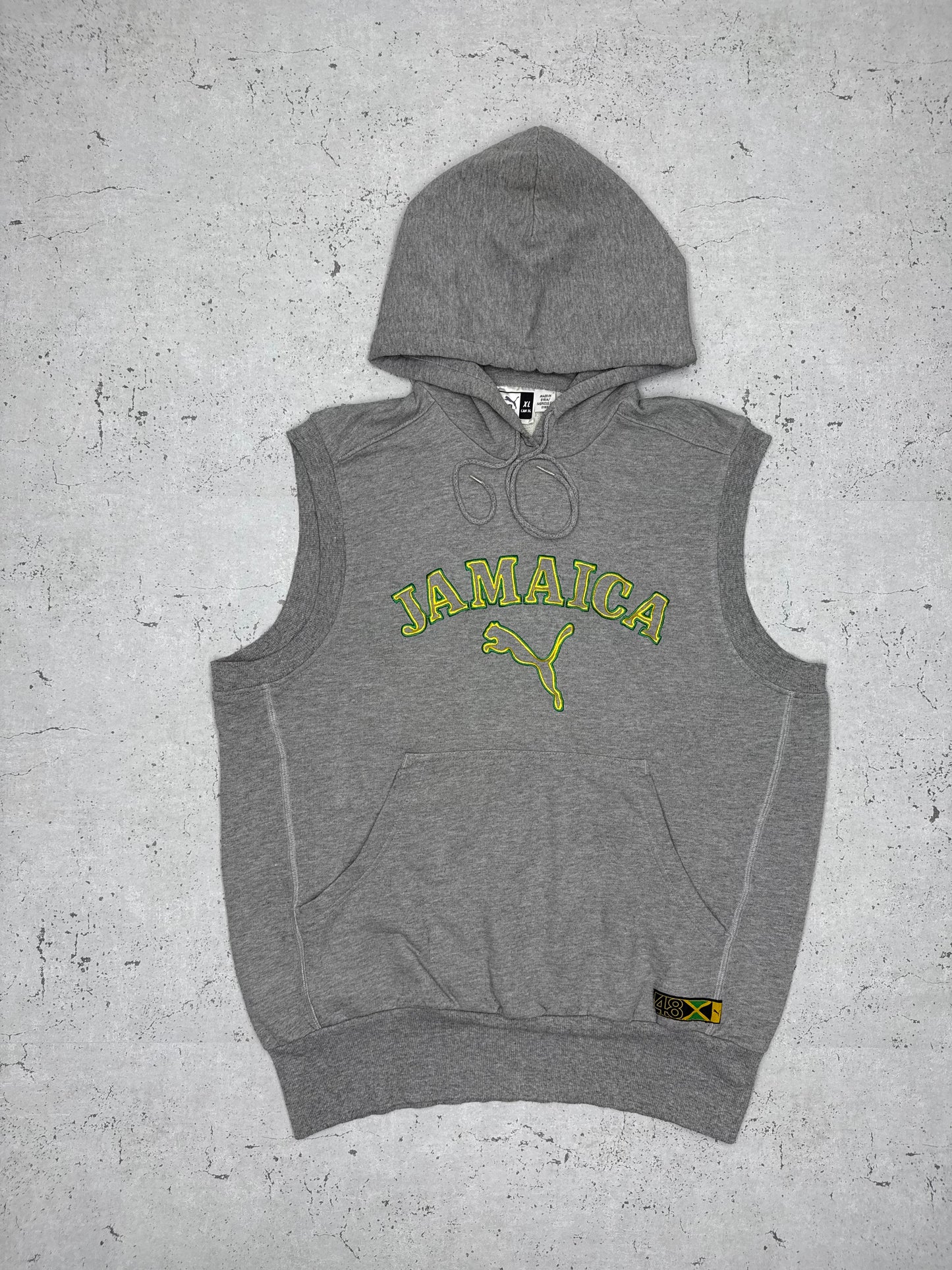 Puma x Jamaica Vintage ärmelloser Hoodie Grau XL - MonkeysVintage