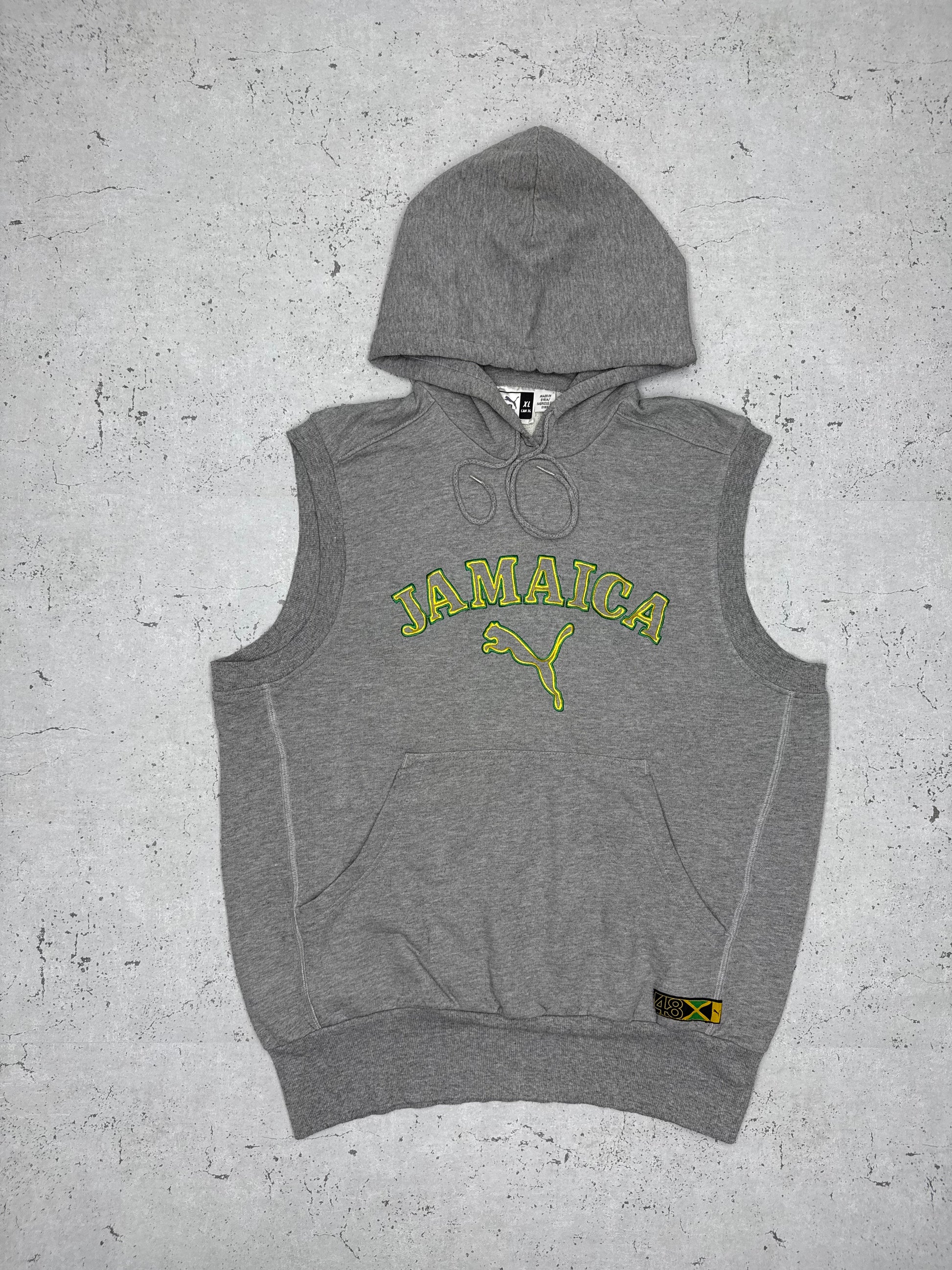 Puma x Jamaica Vintage ärmelloser Hoodie Grau XL - MonkeysVintage