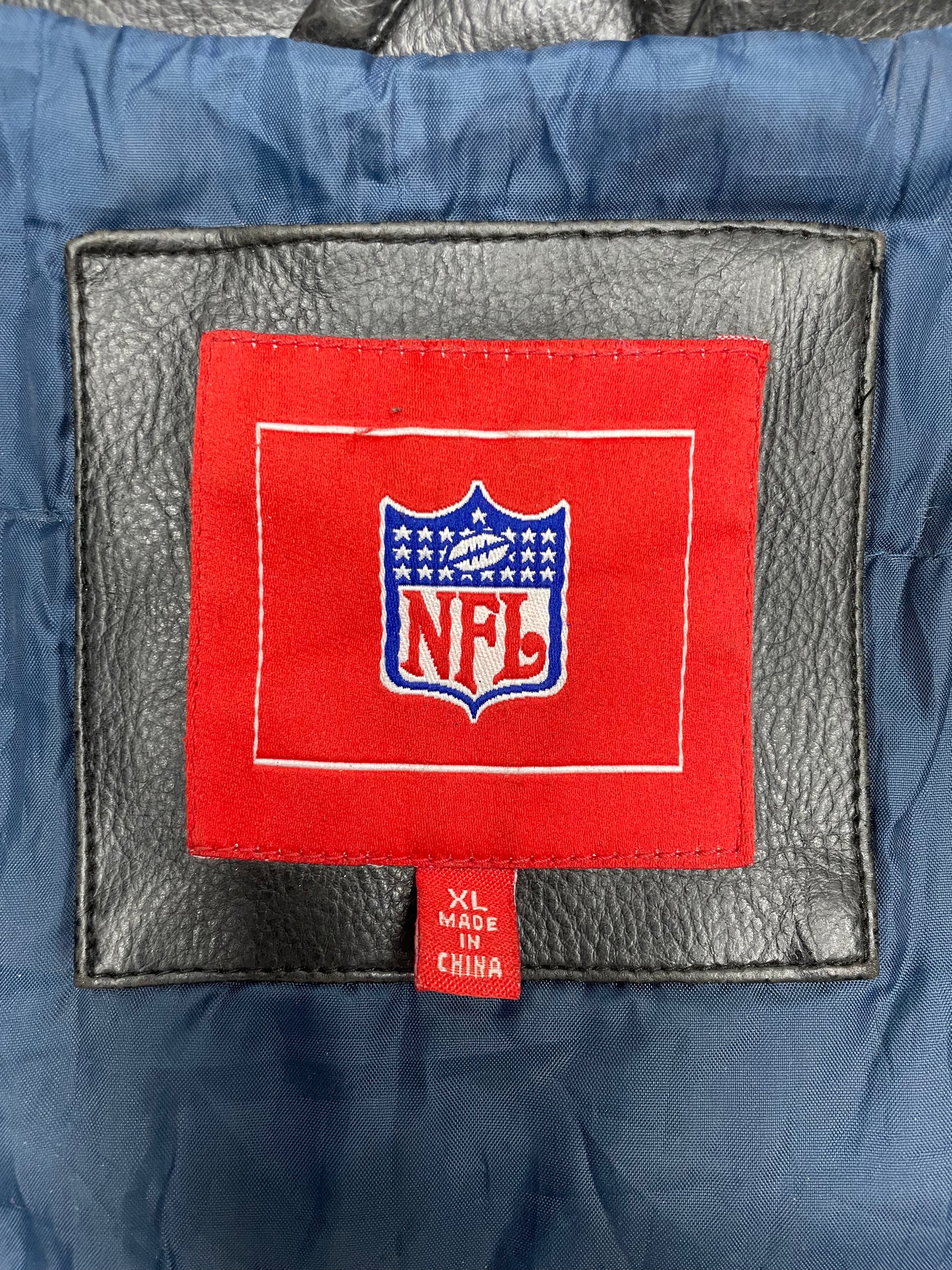 NFL Dallas Cowboys Vintage Lederjacke Collegejacke blau schwarz XL - MonkeysVintage