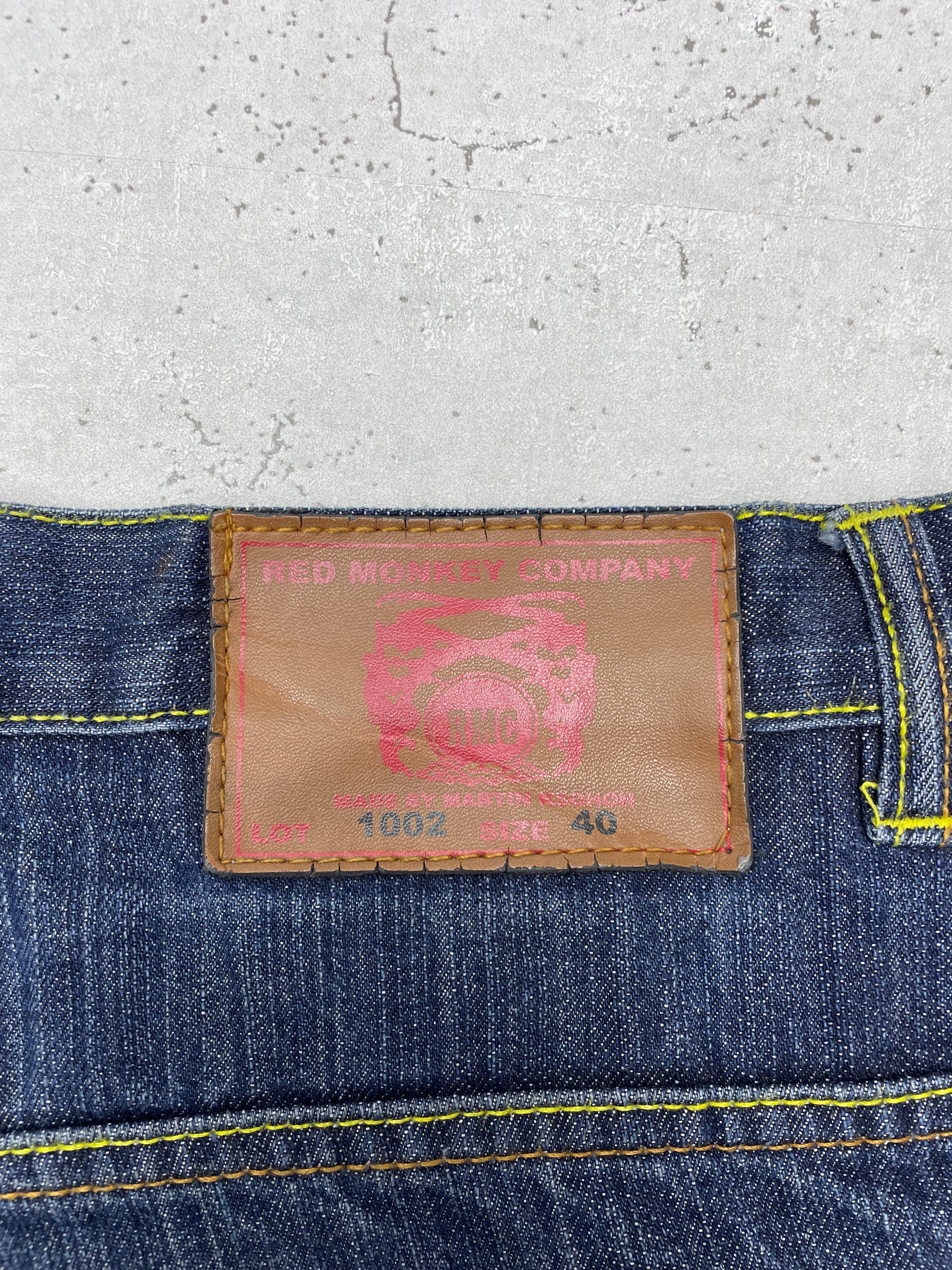 Red Monkey Vintage Baggy Y2K embroidered Jeans blau W40 - MonkeysVintage