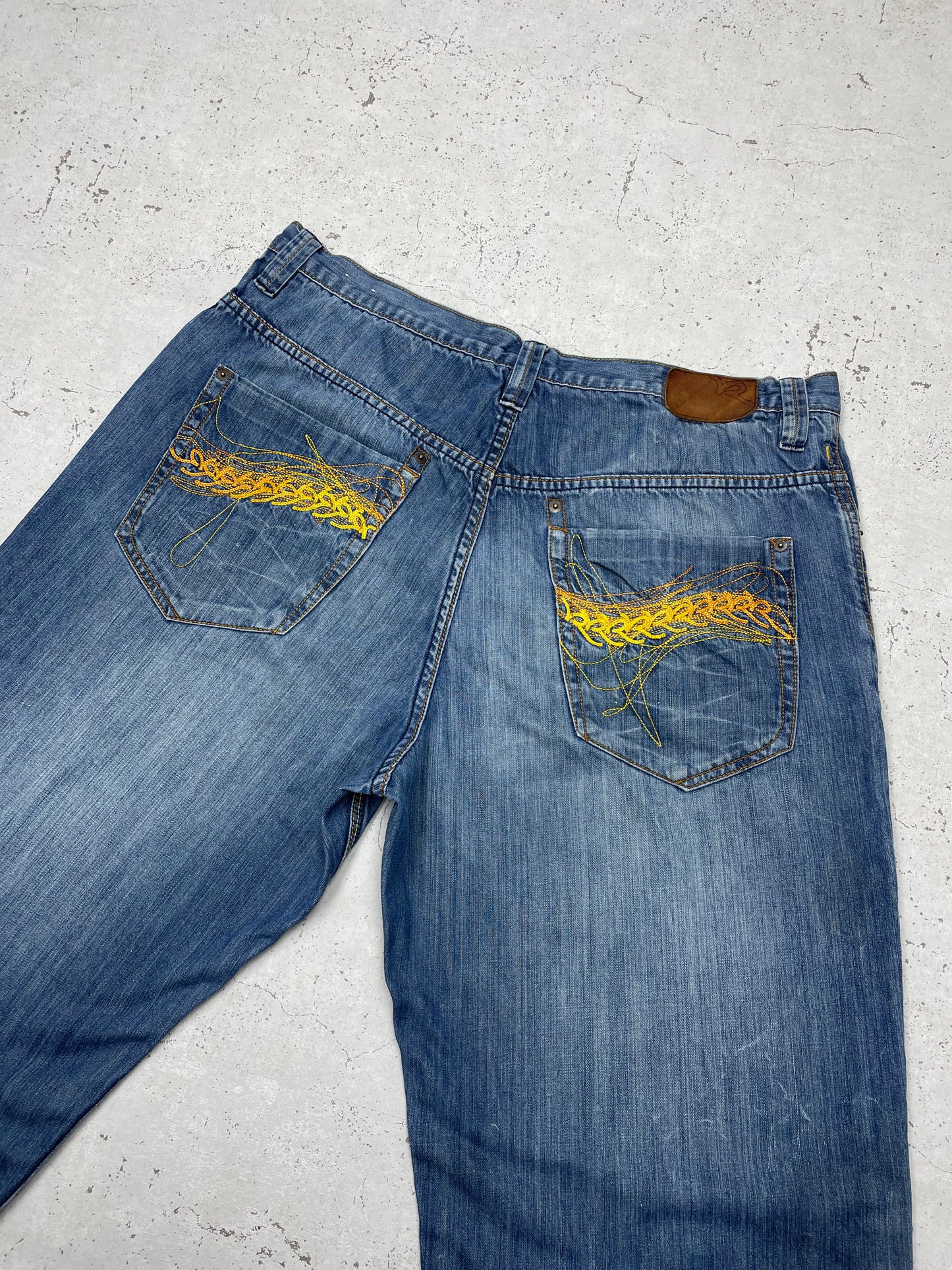 Roca Wear Y2K Vintage Baggy Jeans embroidered Hip Hop blau W38 L34 - MonkeysVintage