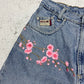 Vintage Y2K Japanese Flower Design Jeans blau W27 - MonkeysVintage