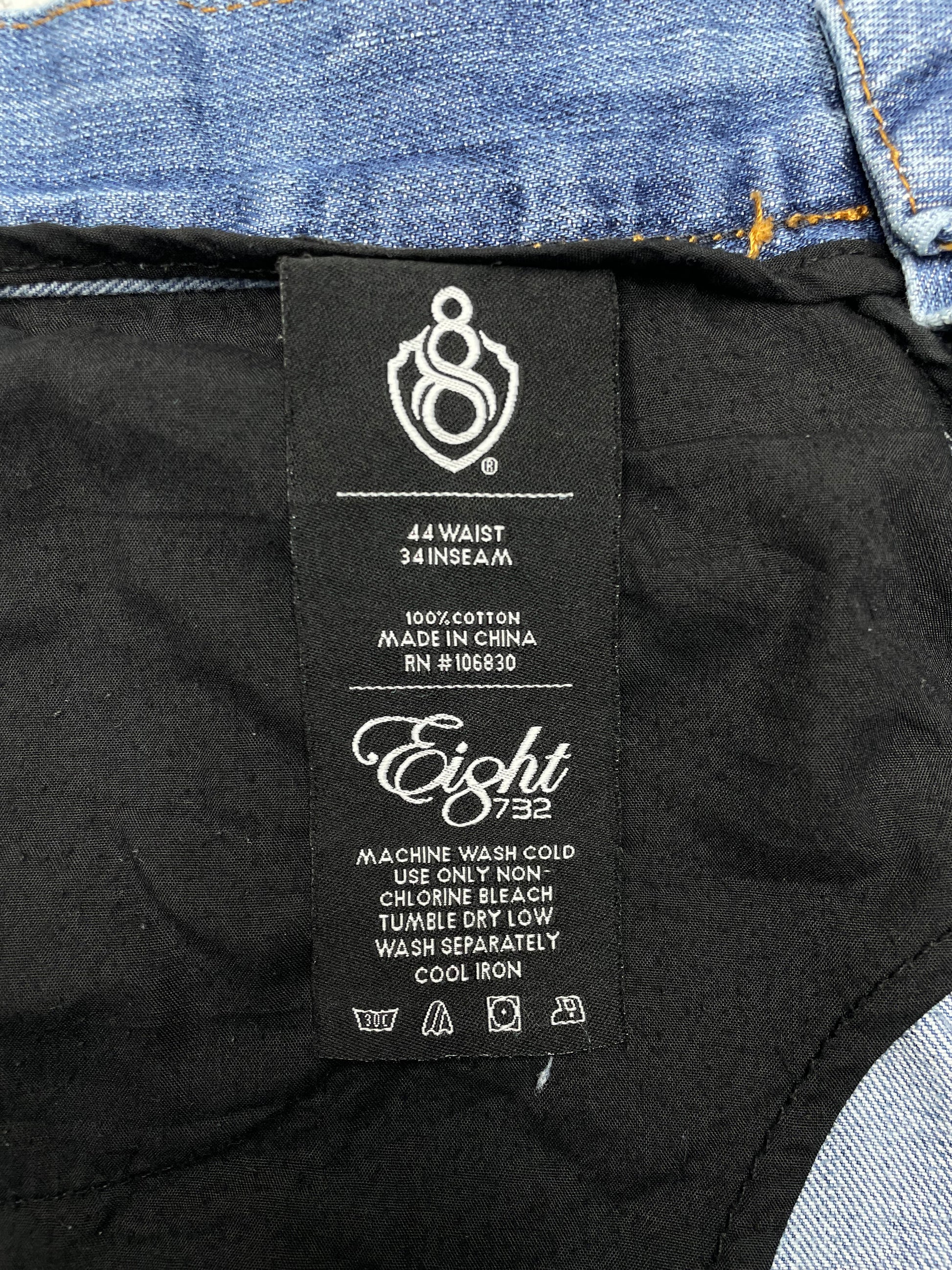 Eight 732 Vintage Y2K Baggy embroidered Jeans blau W44 L34 - MonkeysVintage