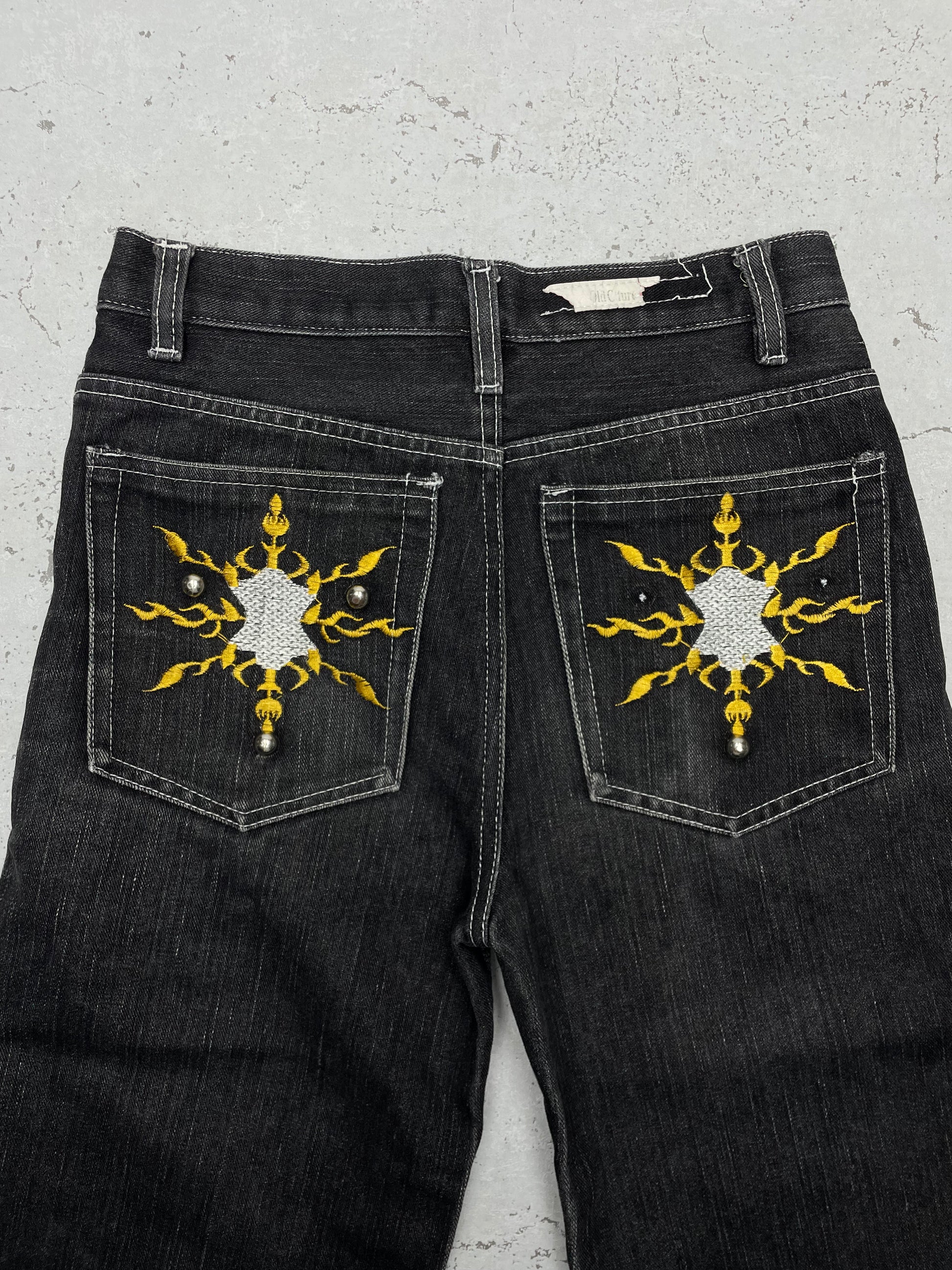 Old Culture Vintage Baggy Y2K embroidered Jeans schwarz W27 - MonkeysVintage