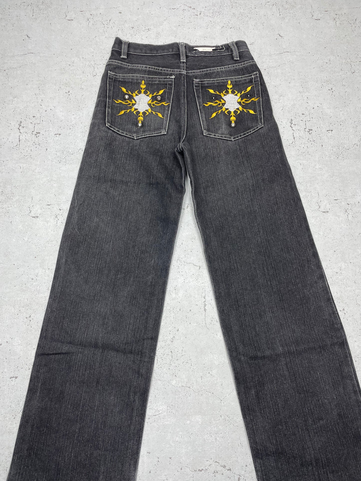 Old Culture Vintage Baggy Y2K embroidered Jeans schwarz W27 - MonkeysVintage