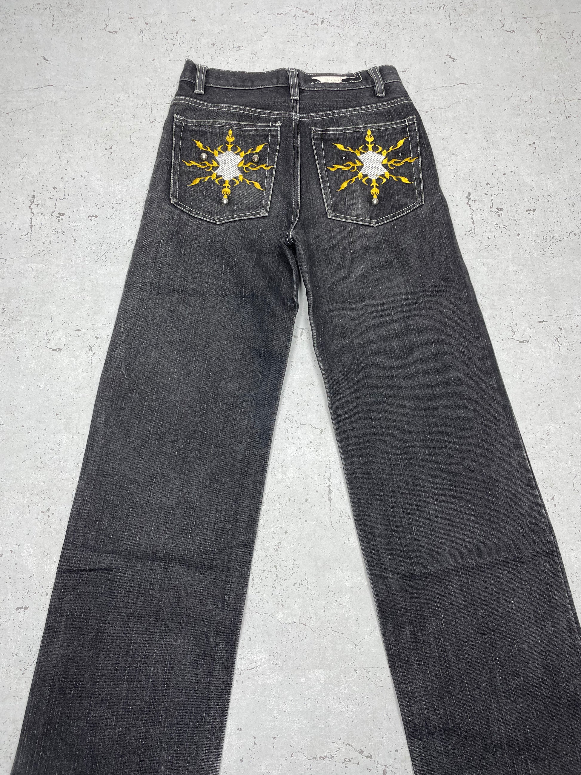 Old Culture Vintage Baggy Y2K embroidered Jeans schwarz W27 - MonkeysVintage
