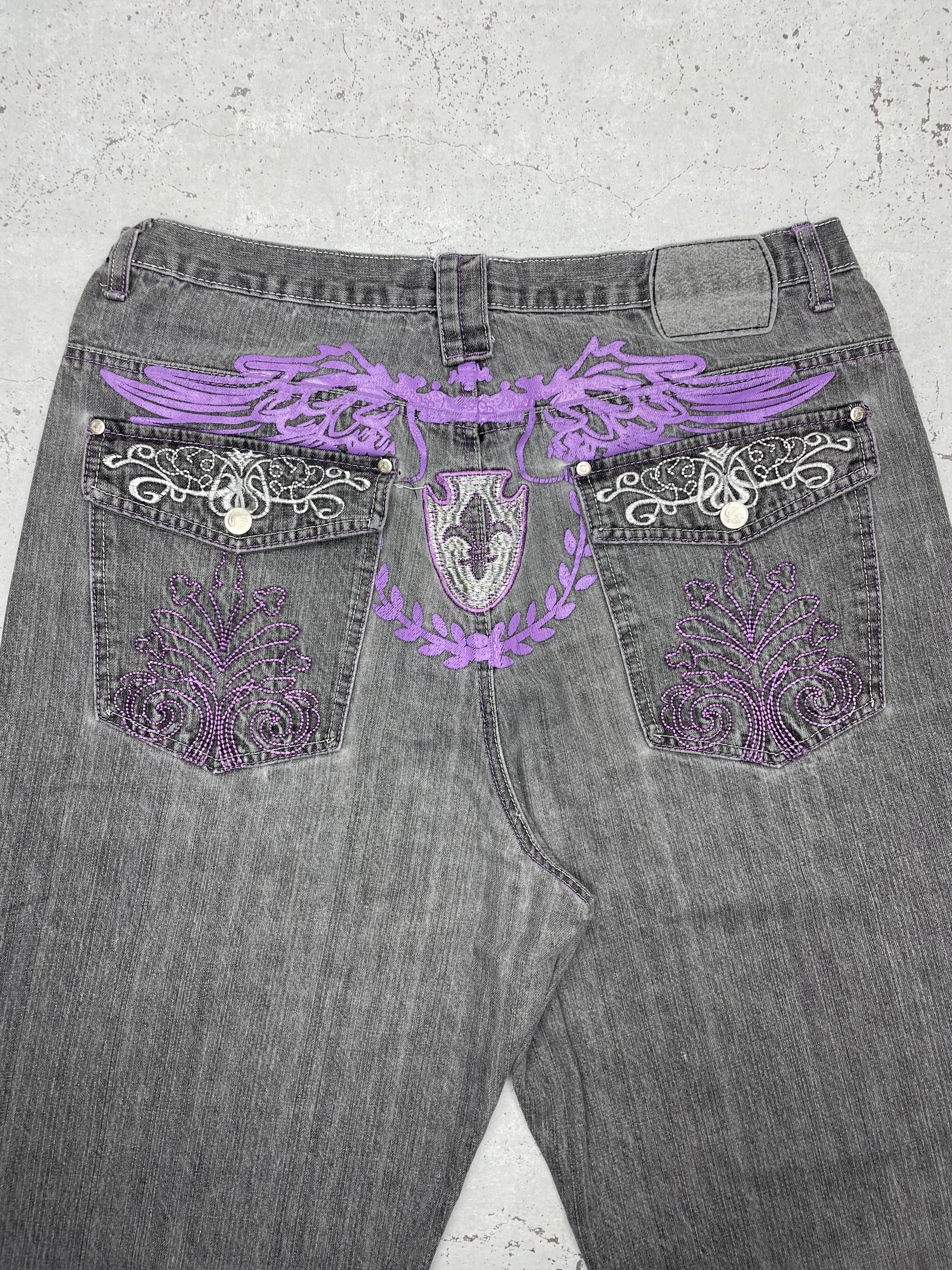 Old Skool Y2K Vintage Baggy Jeans grau W38 L34 - MonkeysVintage