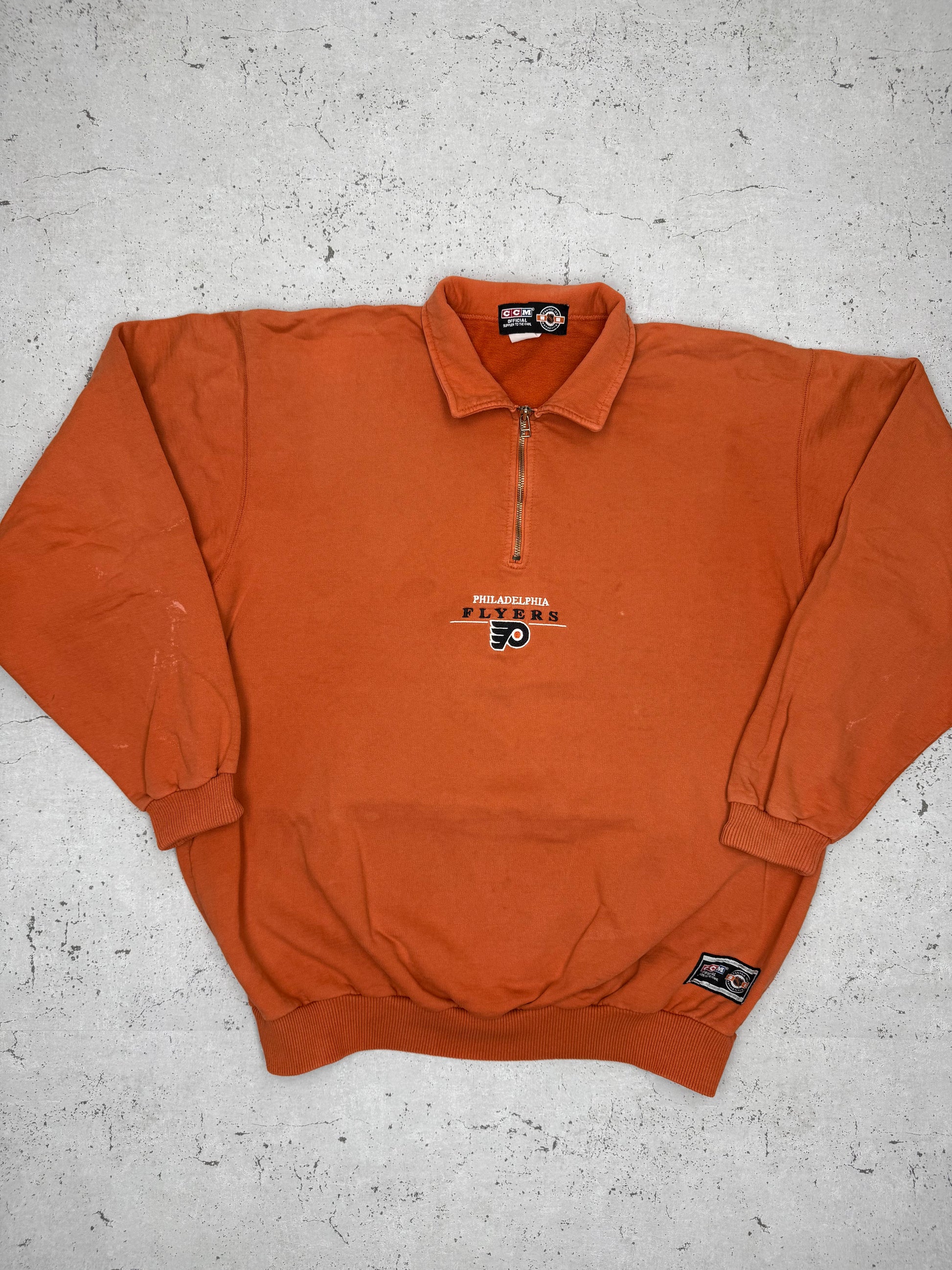 NHL Philadelphia Flyers Vintage Zip Sweatshirt Orange L - MonkeysVintage