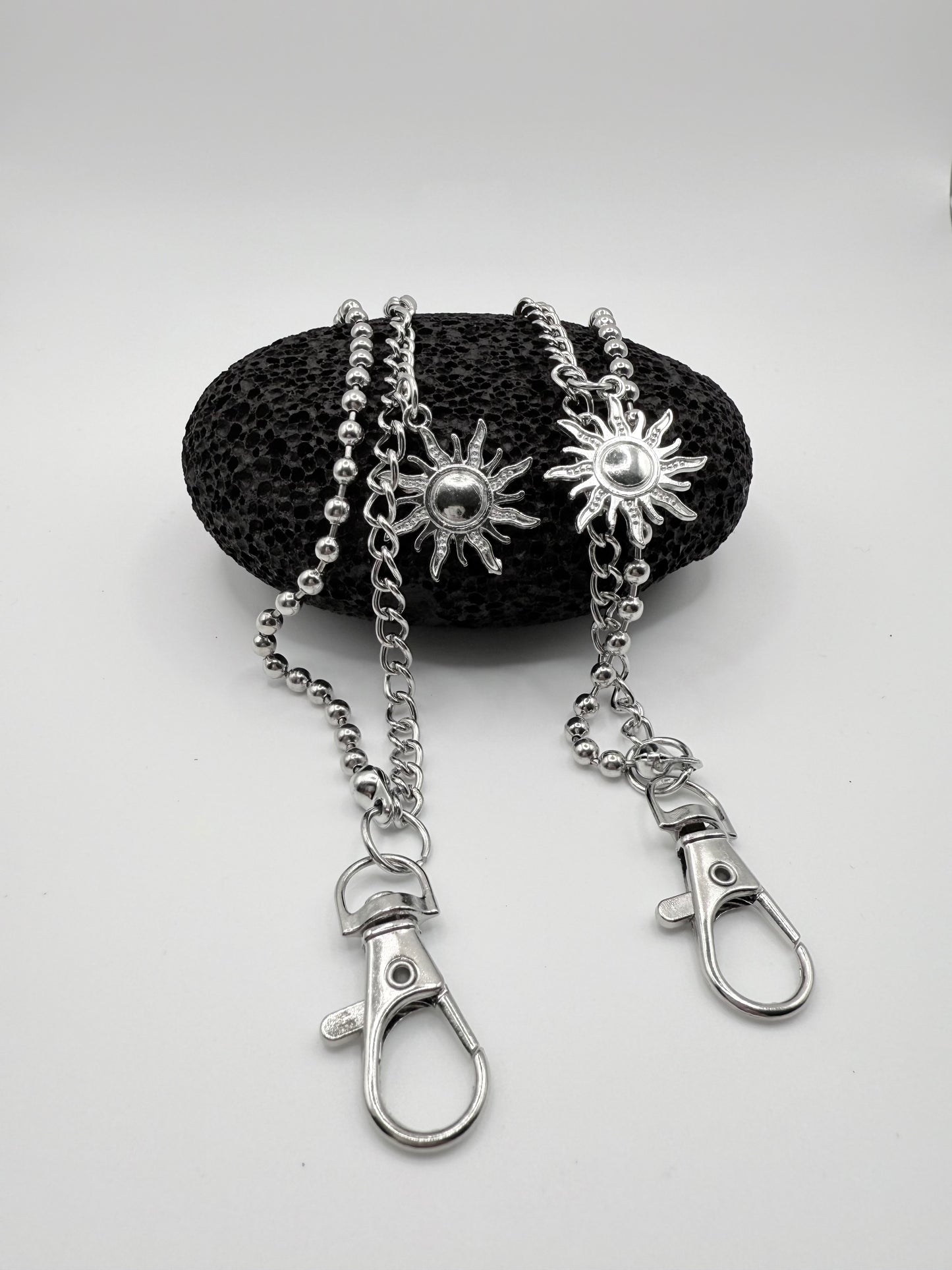 „Galaxy Chain“ Silber Hosenkette mit Sonne, Mond und Saturn Y2K Streetstyle
