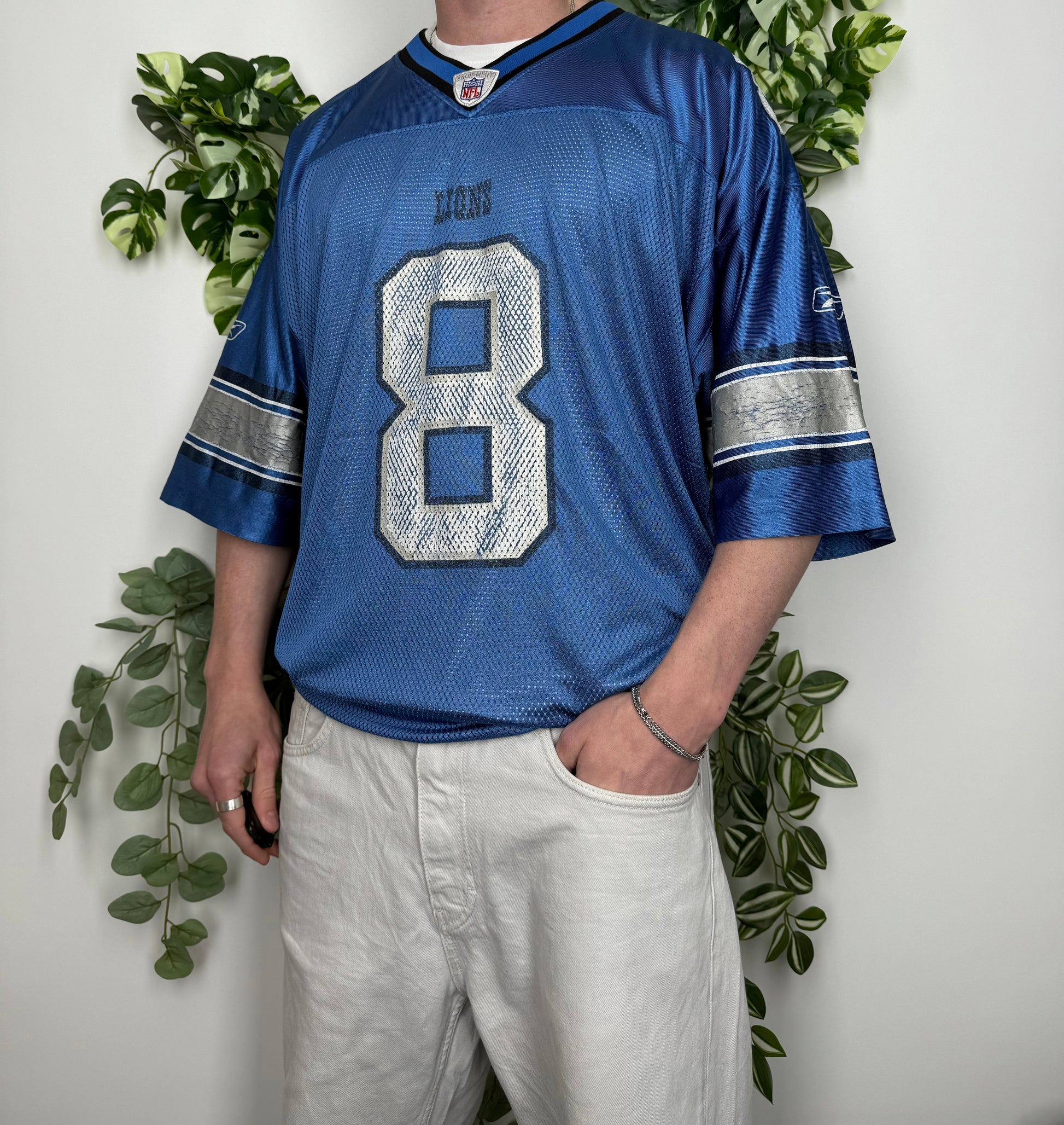 Reebok NFL Detroit Lions Jersey Trikot Blau XXL - MonkeysVintage