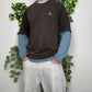 Adidas Vintage langarm Shirt longsleeve Braun Blau L - MonkeysVintage