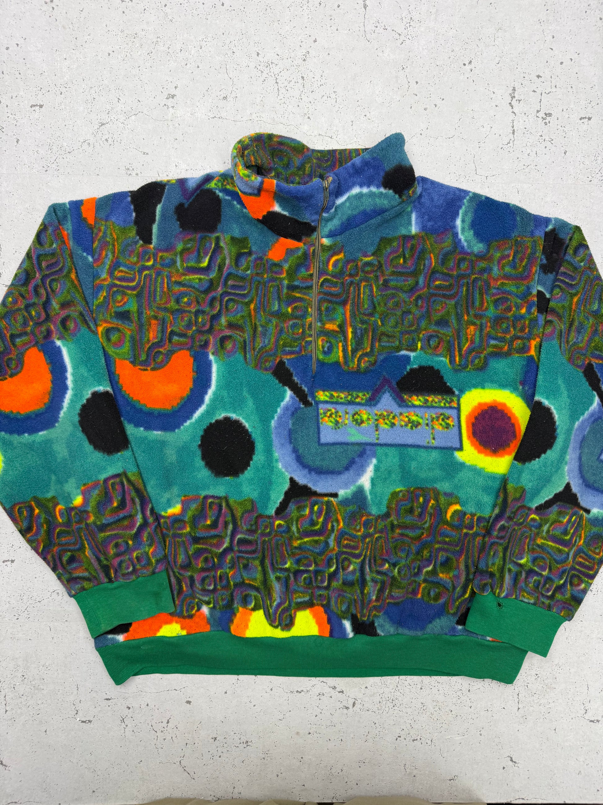 psychedelischer Allover Print Fleece Halfzip bunt – Foto 2