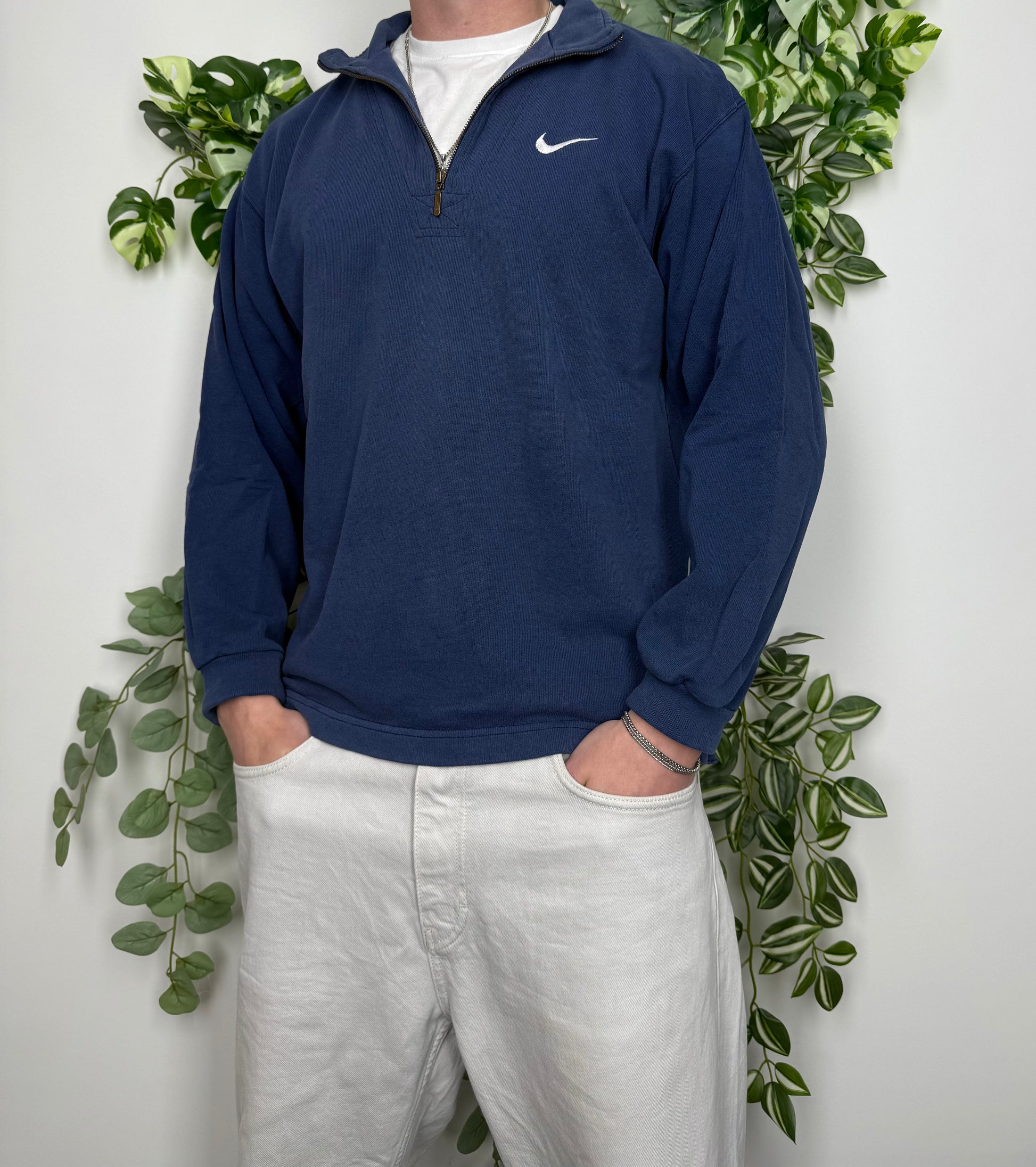Nike Vintage Zip Sweatshirt Blau S - MonkeysVintage