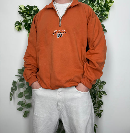 NHL Philadelphia Flyers Vintage Zip Sweatshirt Orange L - MonkeysVintage