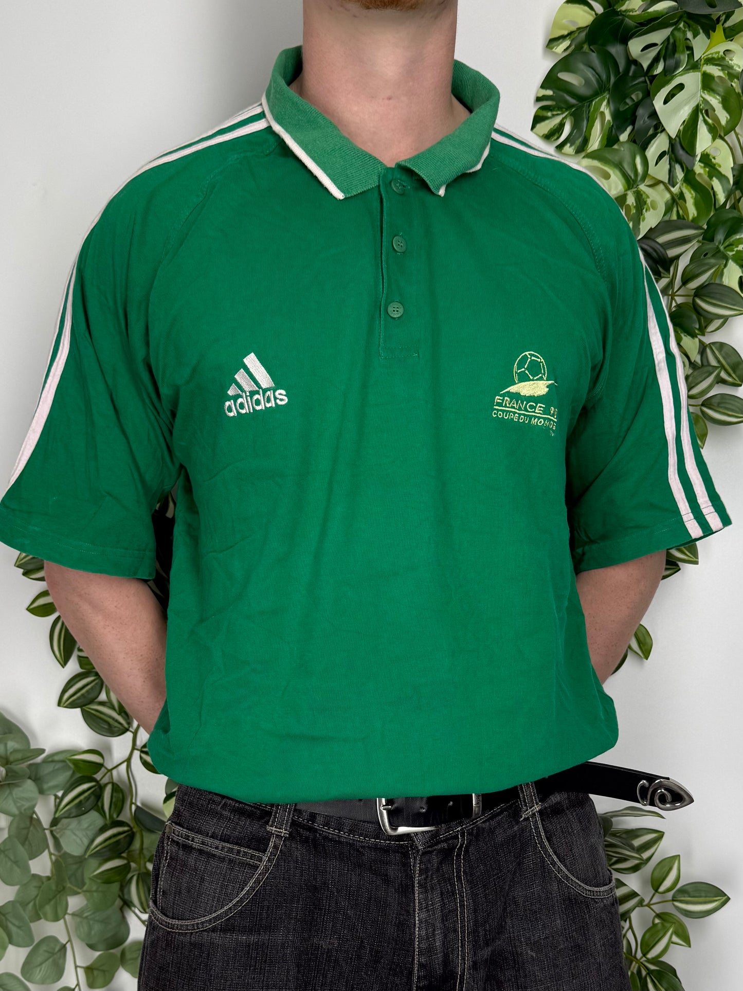 Adidas x France Soccer Football Fußball vintage polo shirt Tee T-Shirt Hemd WM Sommer XL