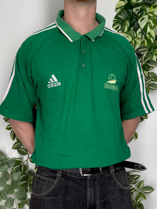 Adidas x France Soccer Football Fußball vintage polo shirt Tee T-Shirt Hemd WM Sommer XL