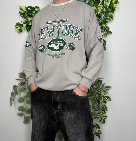 NFL New York Jets Vintage Sweatshirt Grau Grün L - MonkeysVintage