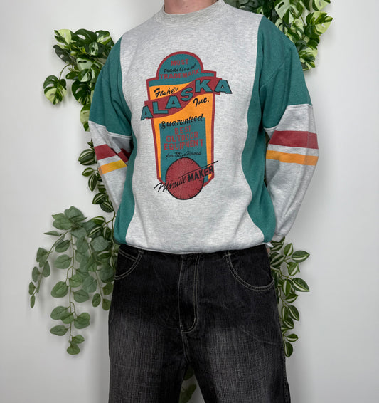 Alaska Vintage USA Sweatshirt Grün Grau M - MonkeysVintage