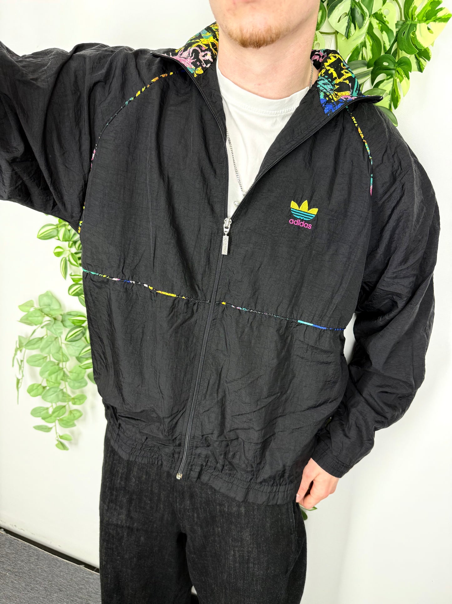 adidas Originals Trefoil buntes Futter Windbreaker schwarz – Foto 1