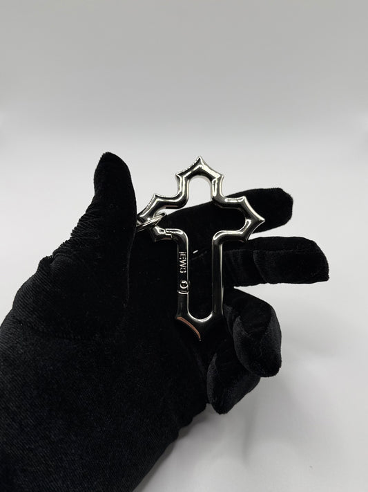 Y2K Silber Kreuz Anhänger – Accessoire für Hosenkette, Schlüssel oder Tasche