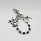 Y2K Silber Anhänger mit Perlen & Symbolen – Accessoire für Hosenkette, Tasche oder Schlüssel
