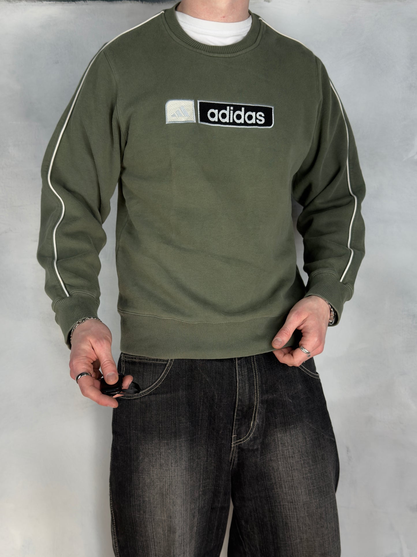 Adidas vintage big Box Logo Sweatshirt Crewneck grün S