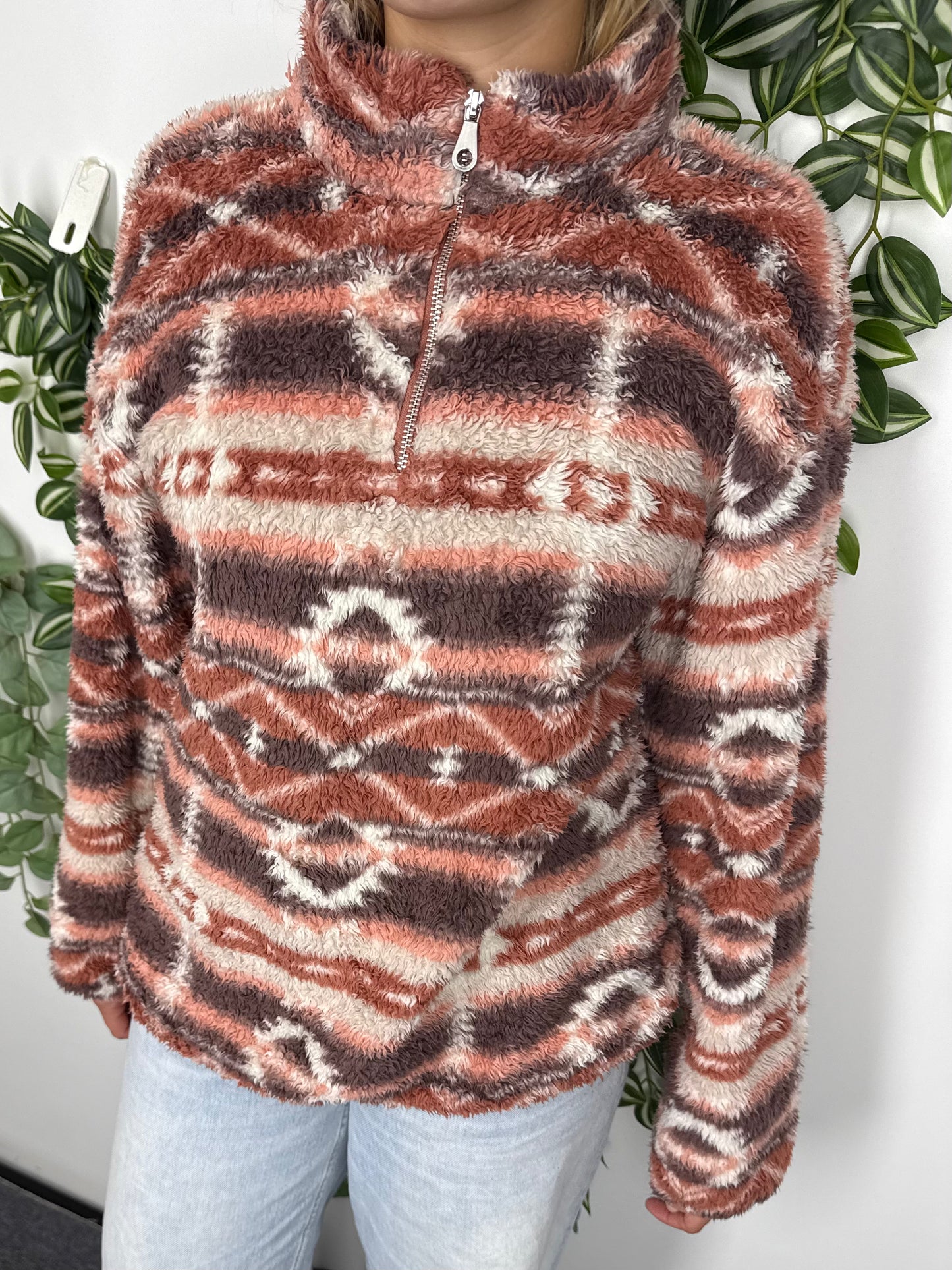 Aztec Teddy Fleece Halfzip braun – Foto 1