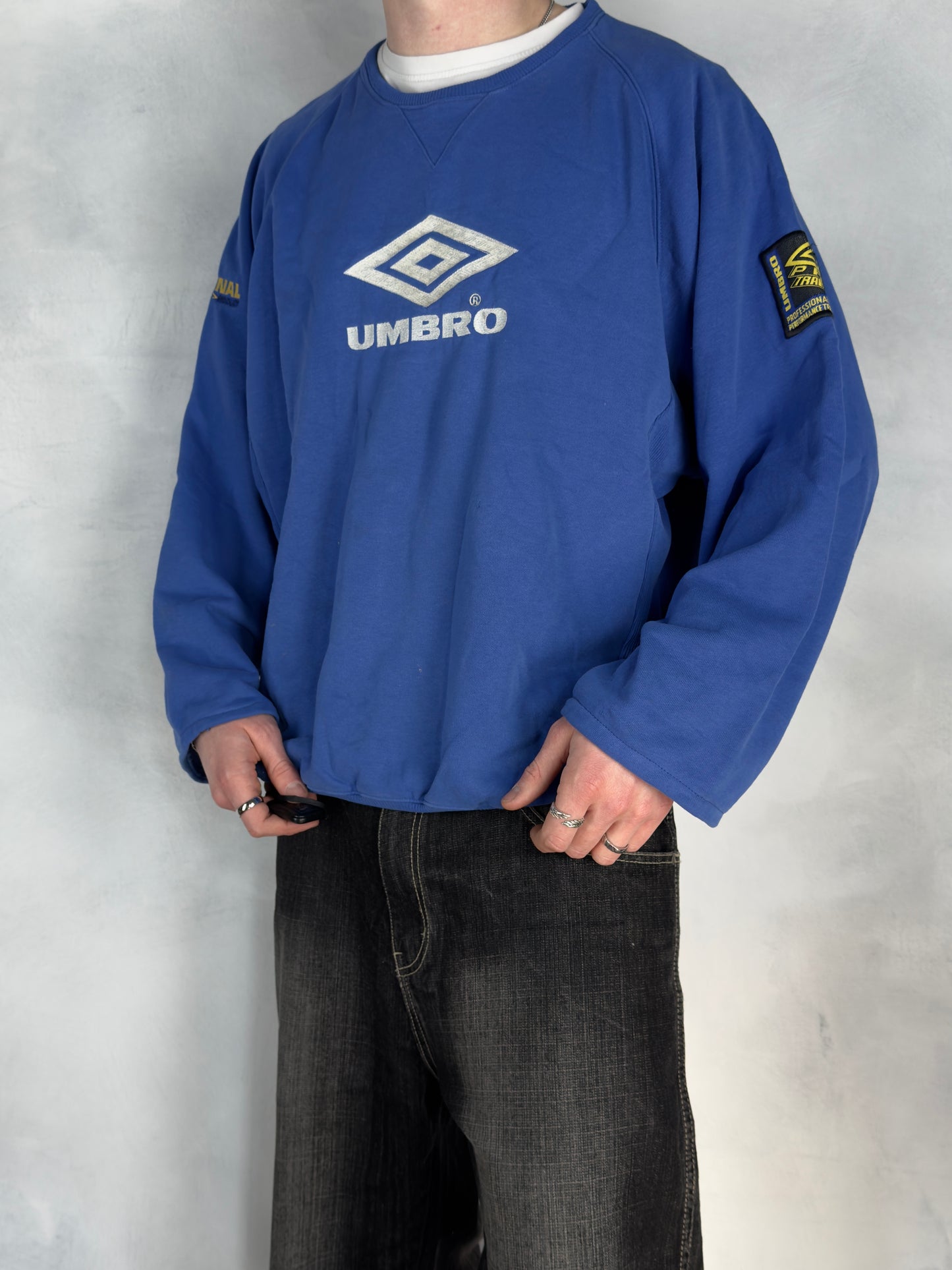 Umbro vintage big logo Sweatshirt Sweater blau L