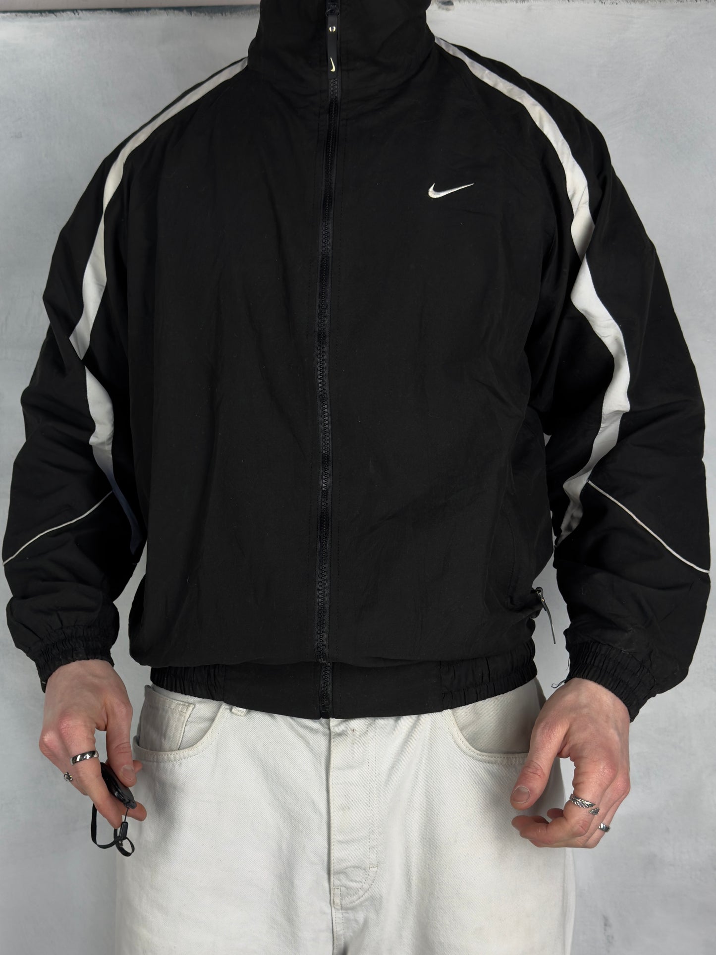 Nike vintage big Logo Trackjacket Windbreaker schwarz M