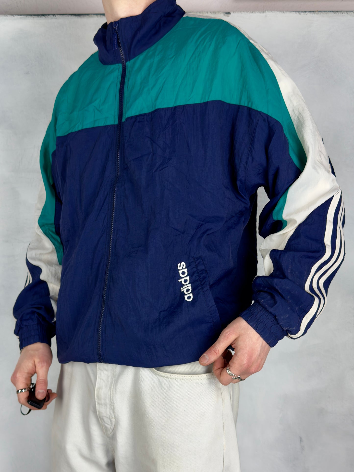 Adidas vintage Trackjacket Windbreaker Jacke blau L