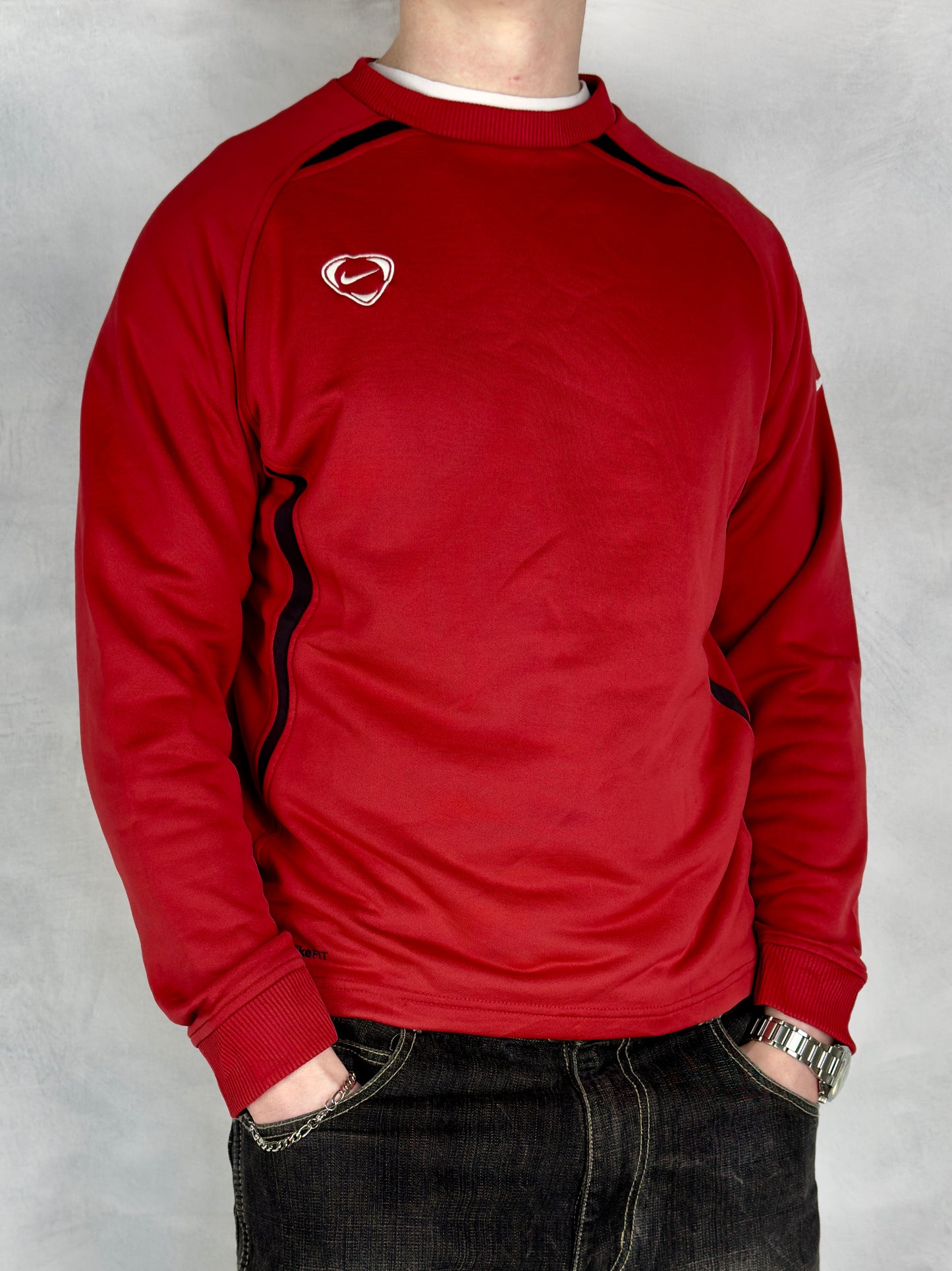 Nike vintage Football Sweatshirt Active Crewneck rot M