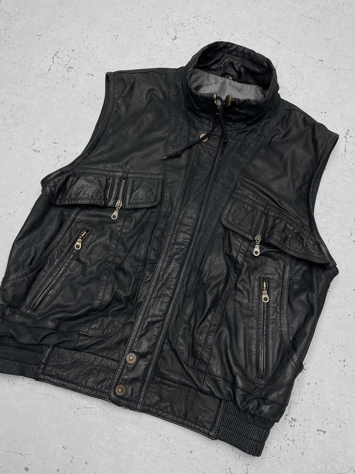 Trapper Vintage Y2K Lederweste Streetwear 48 M