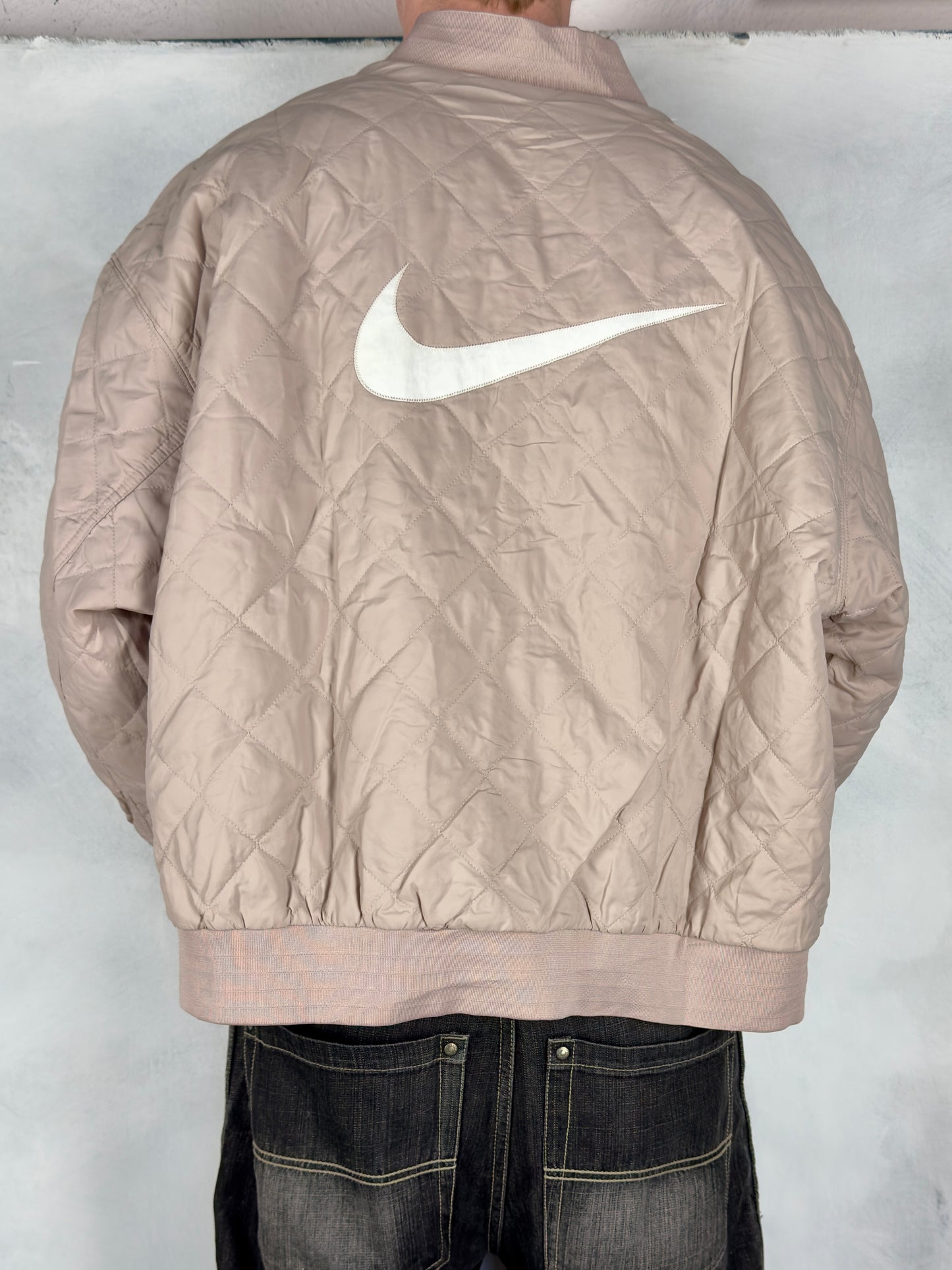 Nike vintage big Swoosh Bomberjacke Wendejacke 2in1 rosa XL