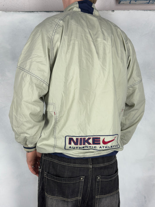 Nike vintage big Logo Windbreaker Trackjacket Jacke creme S