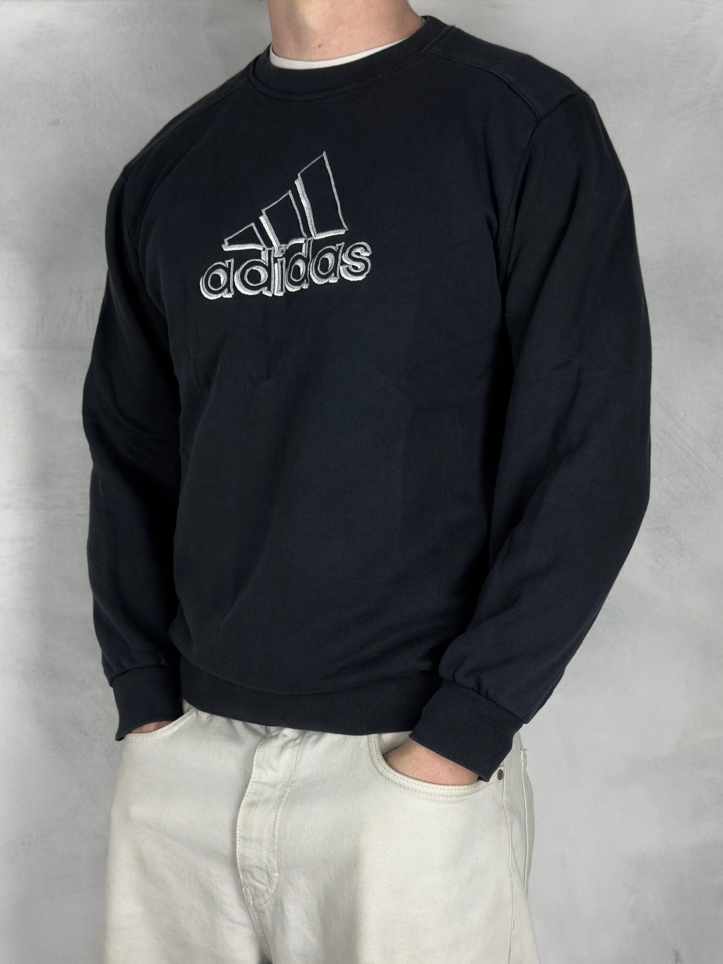 Adidas vintage big Logo Sweatshirt Crewneck schwarz S