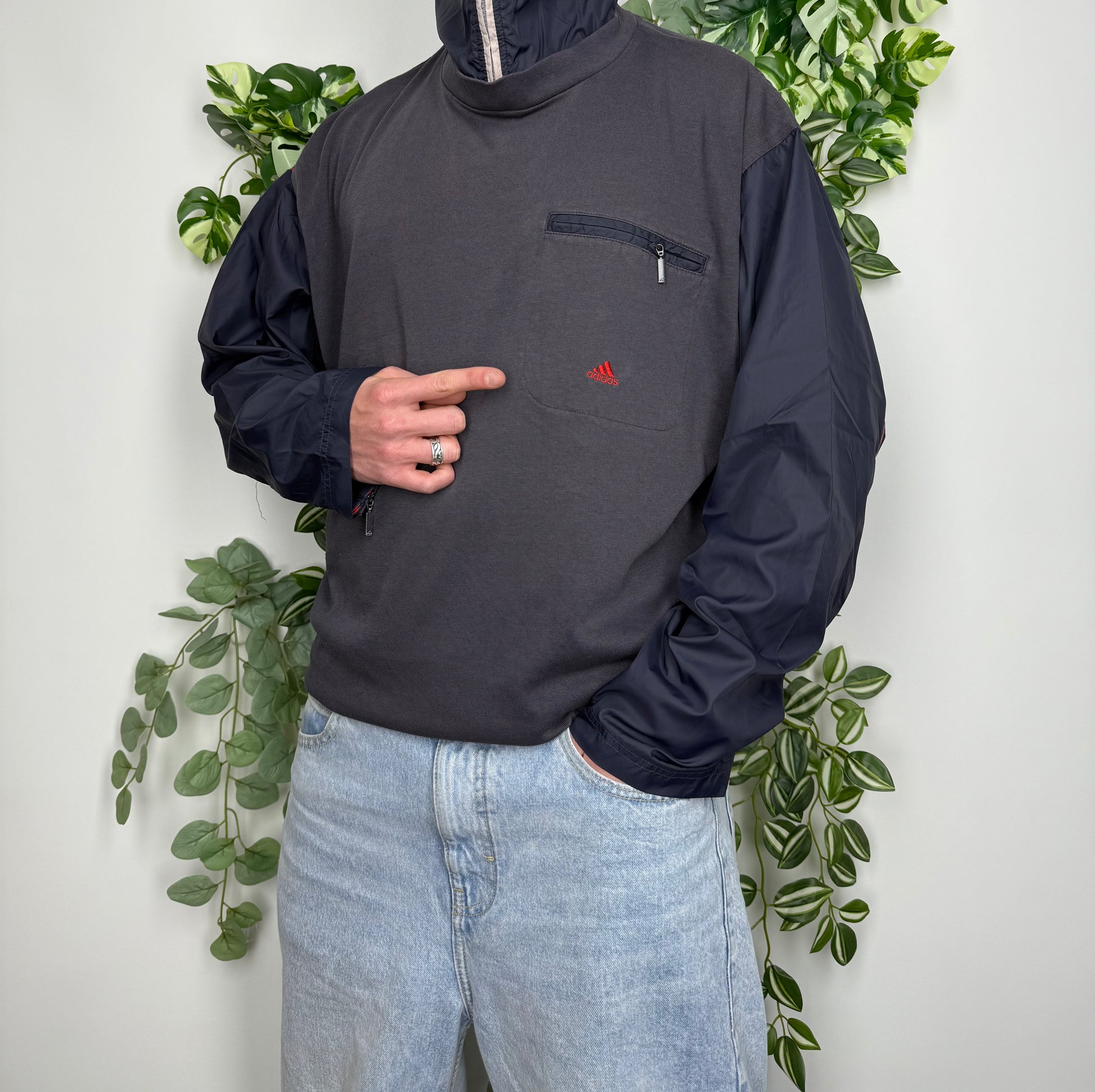 Adidas Vintage Sweatshirt Active Wear Blau XL - MonkeysVintage