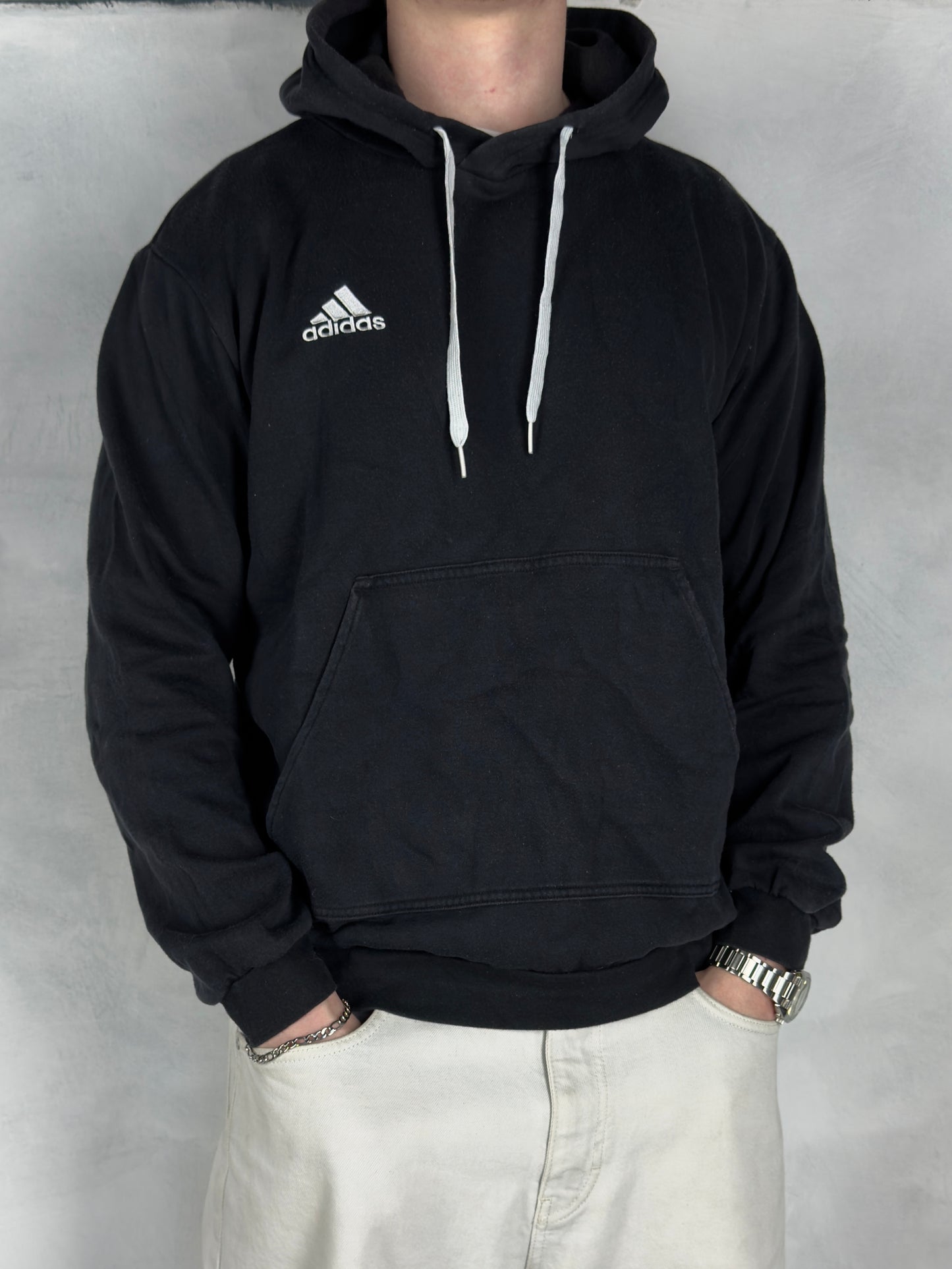 Adidas small Logo Hoodie Pullover schwarz L