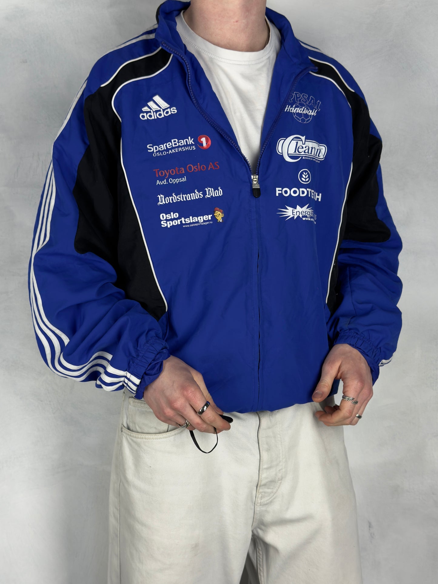 Adidas vintage Racing Design Windbreaker Trackjacket Jacke blau XL