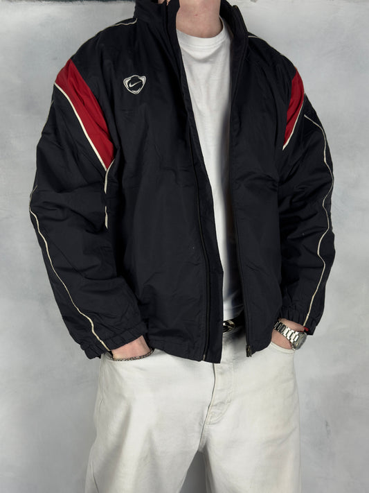 Nike Team Football vintage Jacke gefütterte Jacke schwarz S