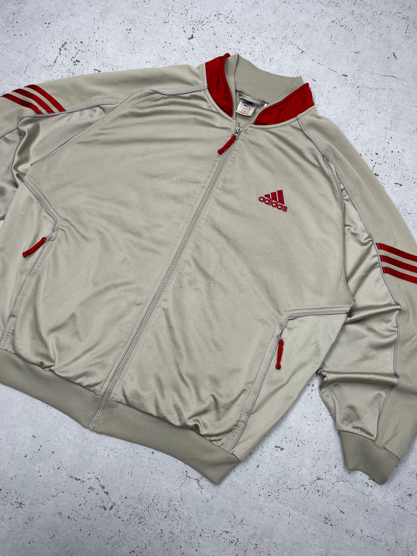 Adidas vintage Y2K big Logo Trackjacket Zipper Jacke rot beige L