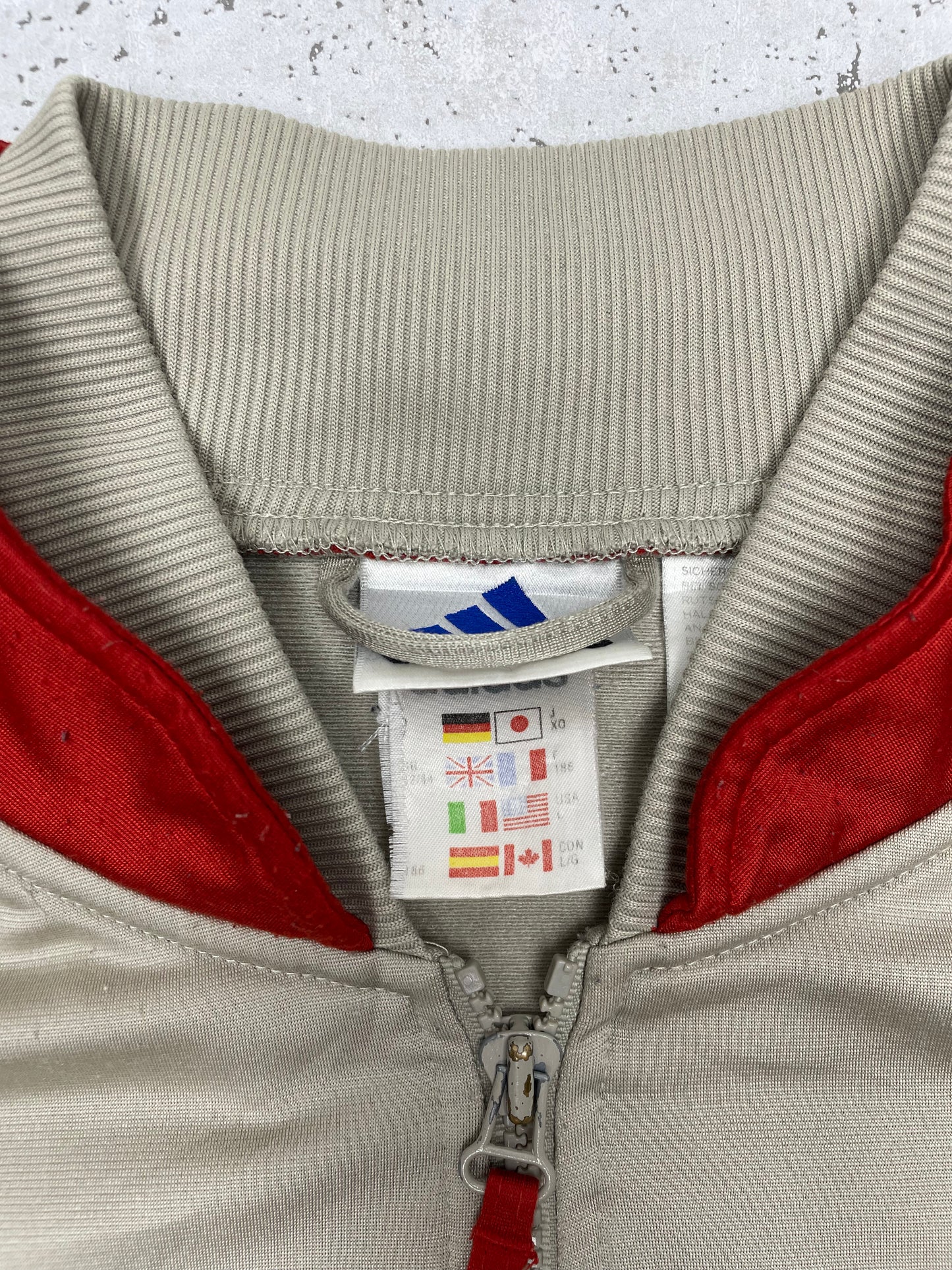 Adidas vintage Y2K big Logo Trackjacket Zipper Jacke rot beige L