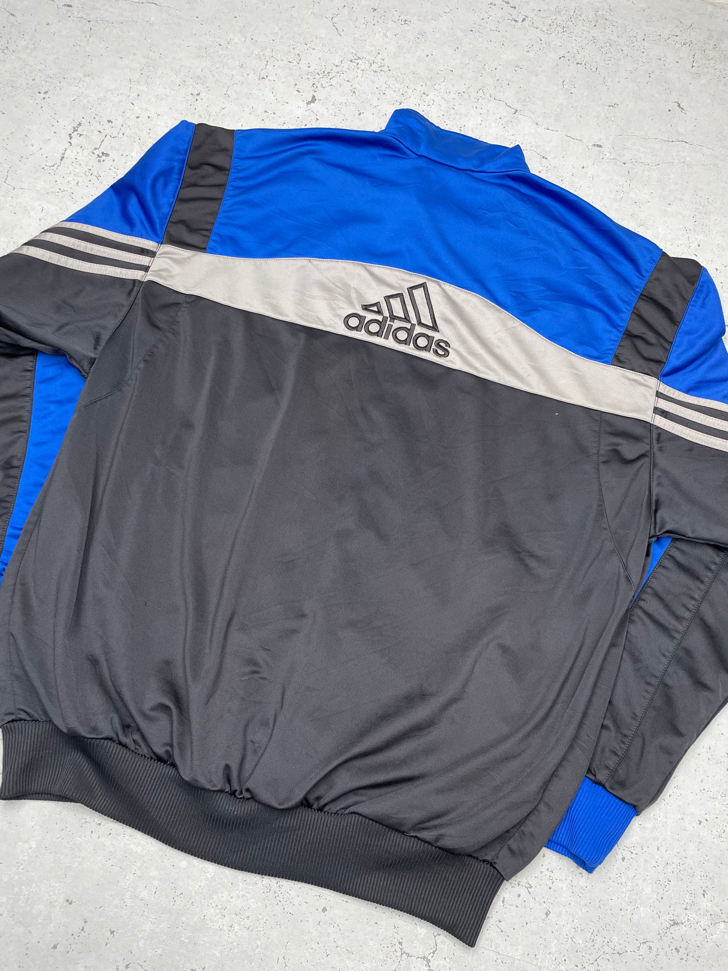 Adidas vintage big Logo Trackjacket Zipper Jacke blau schwarz L