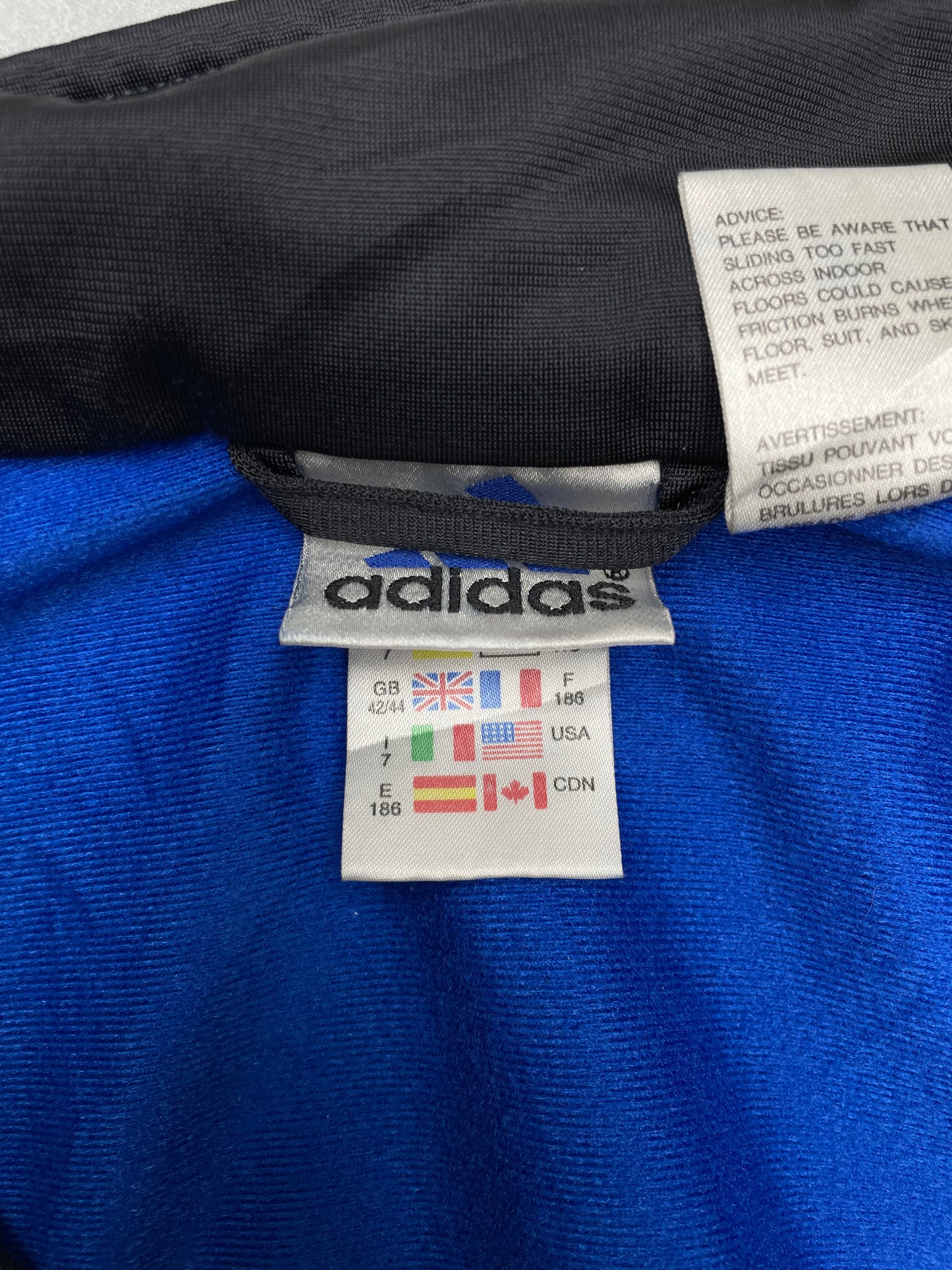Adidas vintage big Logo Trackjacket Zipper Jacke blau schwarz L