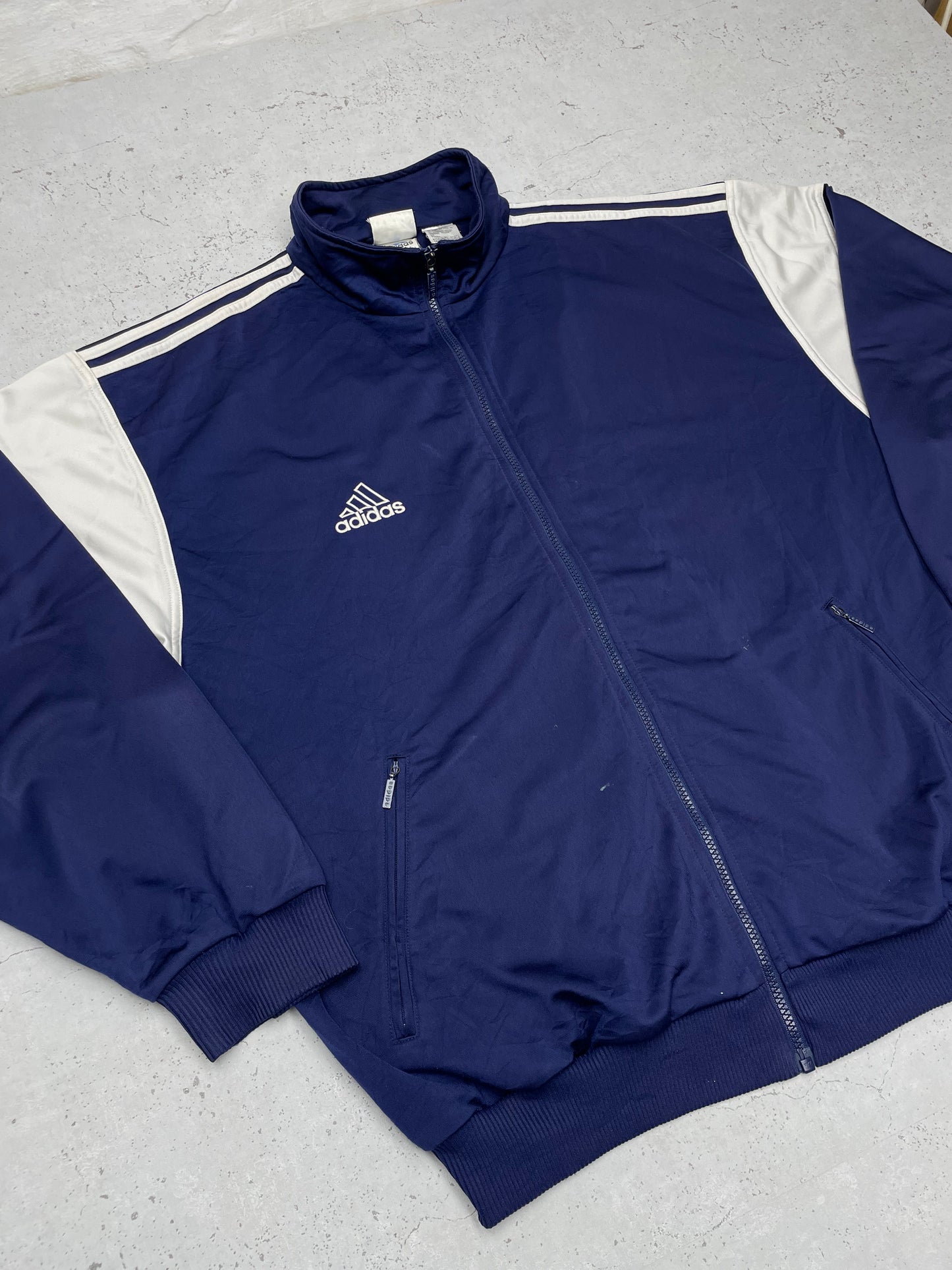 Adidas vintage Zipper Trackjacket Jacke blau weiß XL
